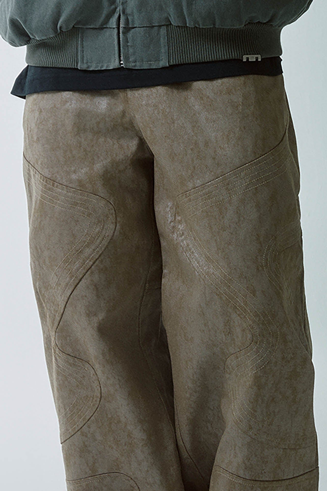 F2CE Distressed Paneled Waxed Pants, premium urban and streetwear designers apparel on PROJECTISR.com, F2CE