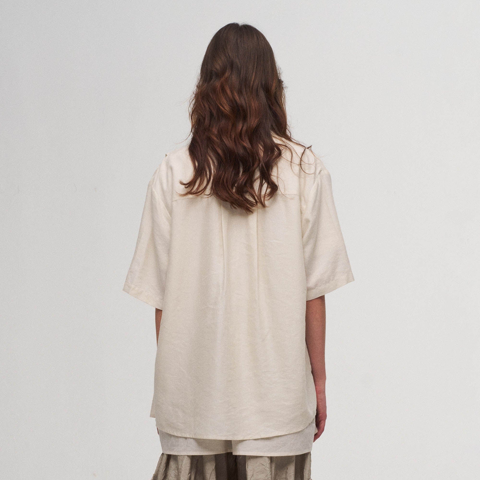 ILNya Nieternite Nifutur Asymmetrical Ruffle Iris Half Shirt, premium urban and streetwear designers apparel on PROJECTISR.com, ILNya Nieternite Nifutur
