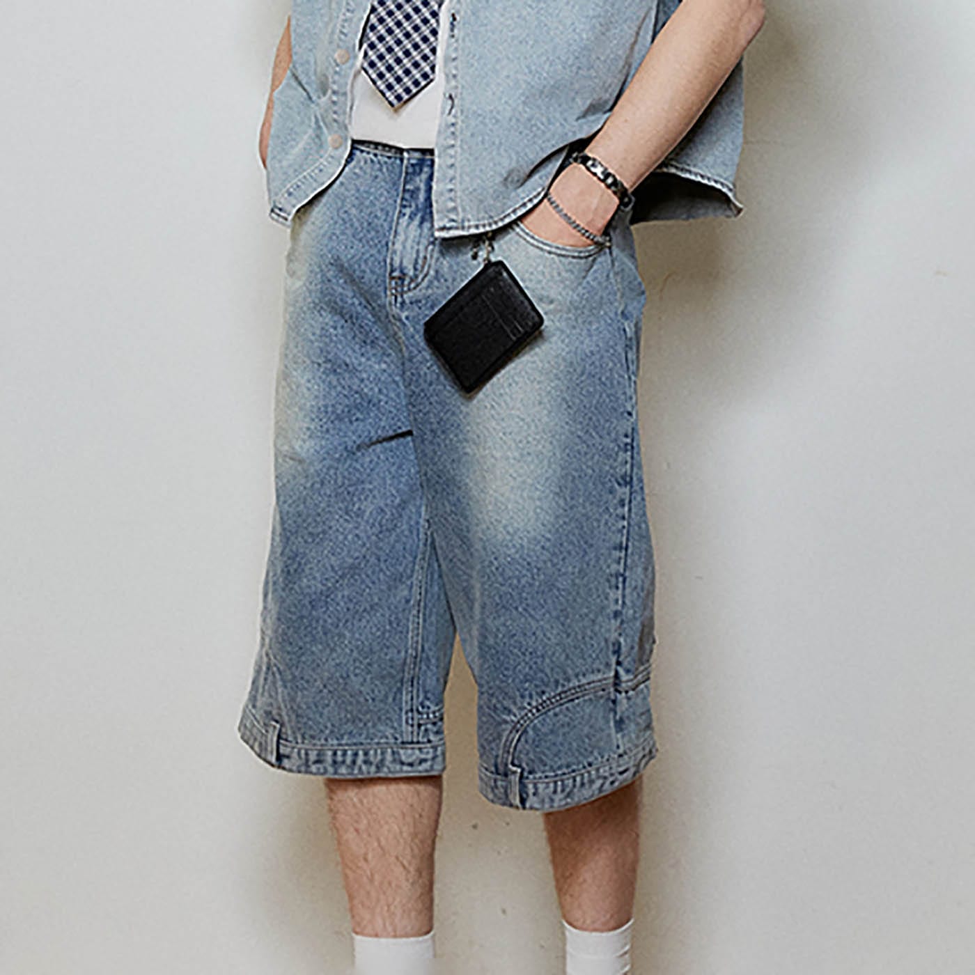 KREATE Inverted Denim Shorts, premium urban and streetwear designers apparel on PROJECTISR.com, KREATE