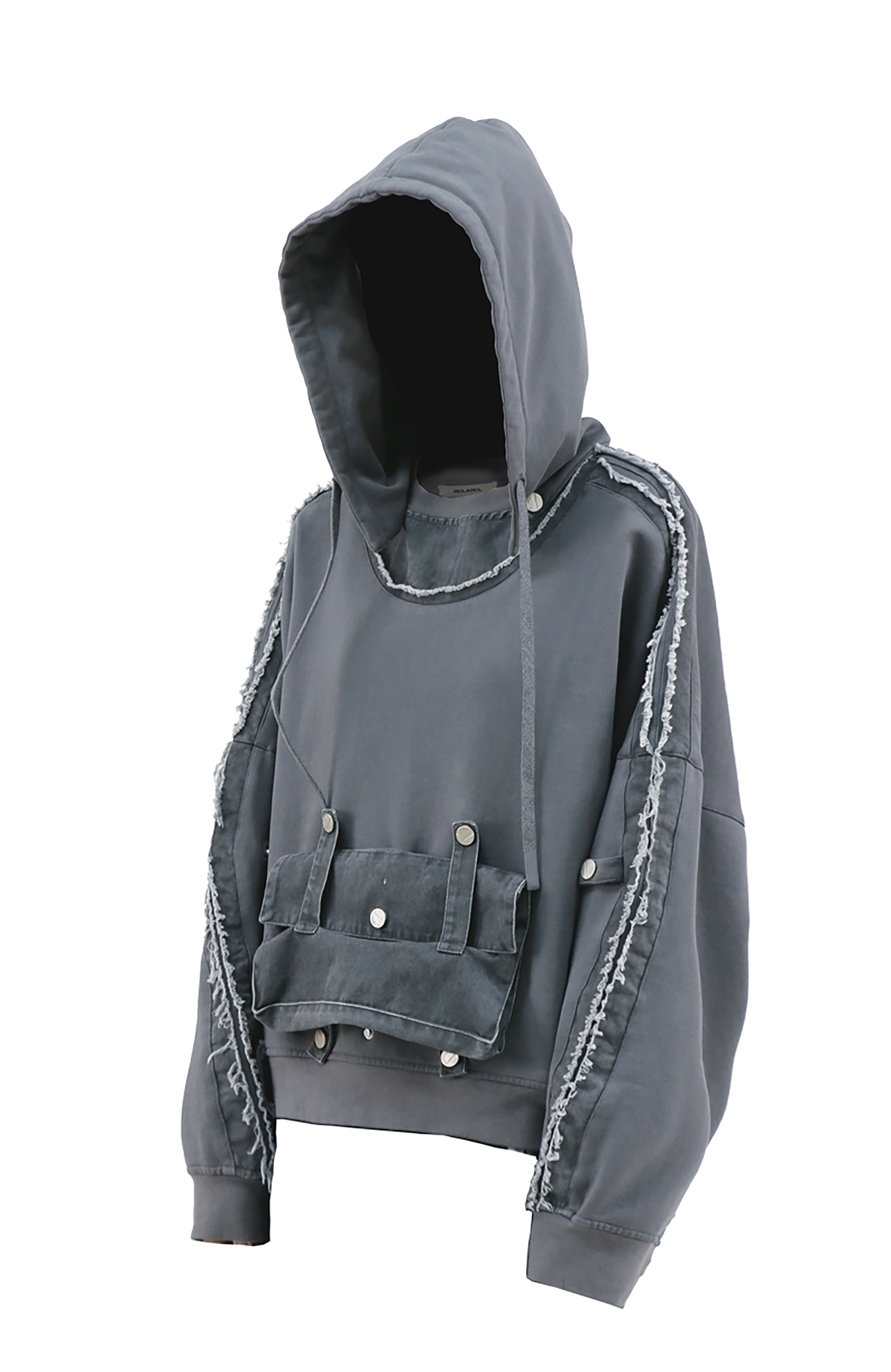 RELABEL Detachable-Pocket Spliced Hooded Jacket