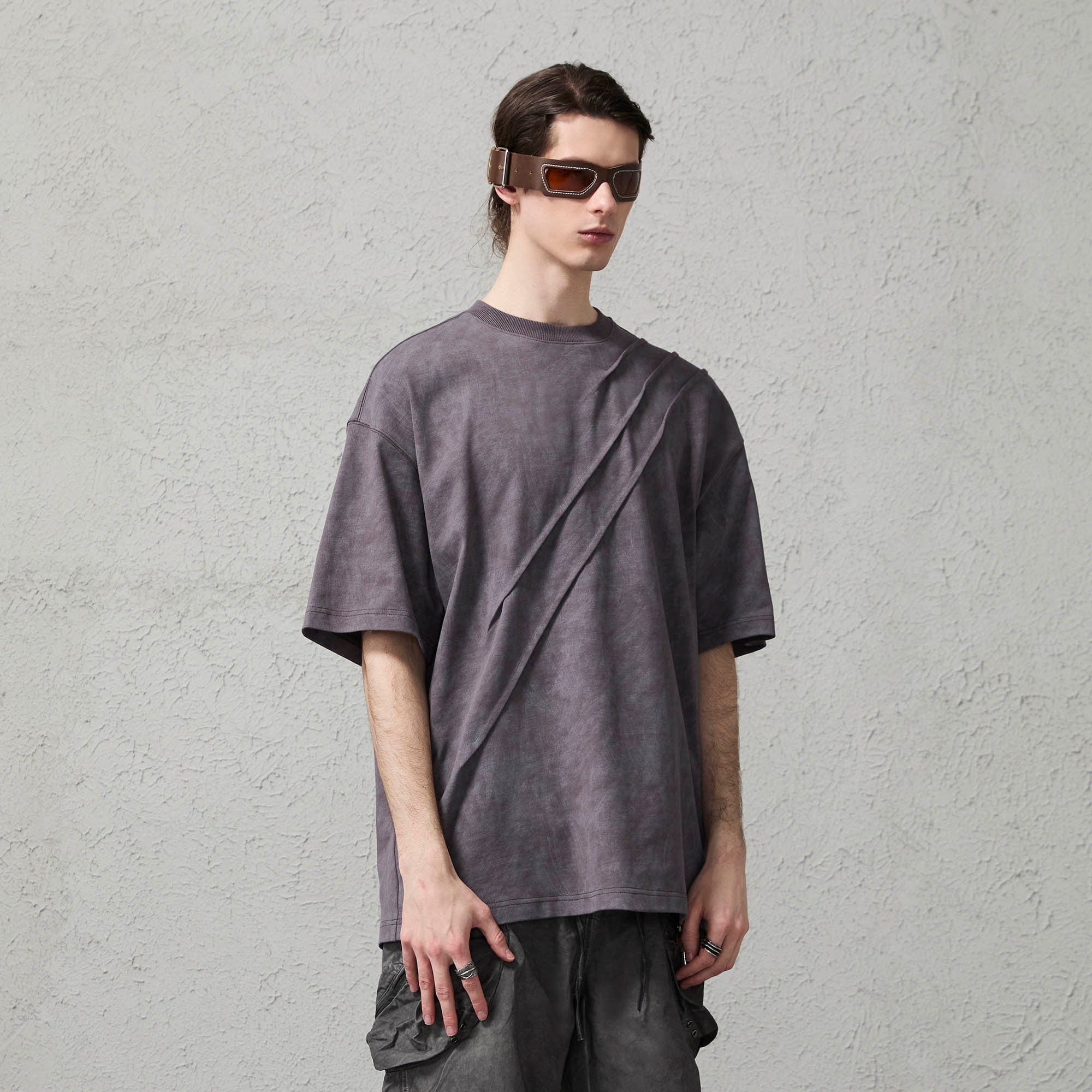 ORGANIC EMOTION Scratch Spliced Washed T-Shirt