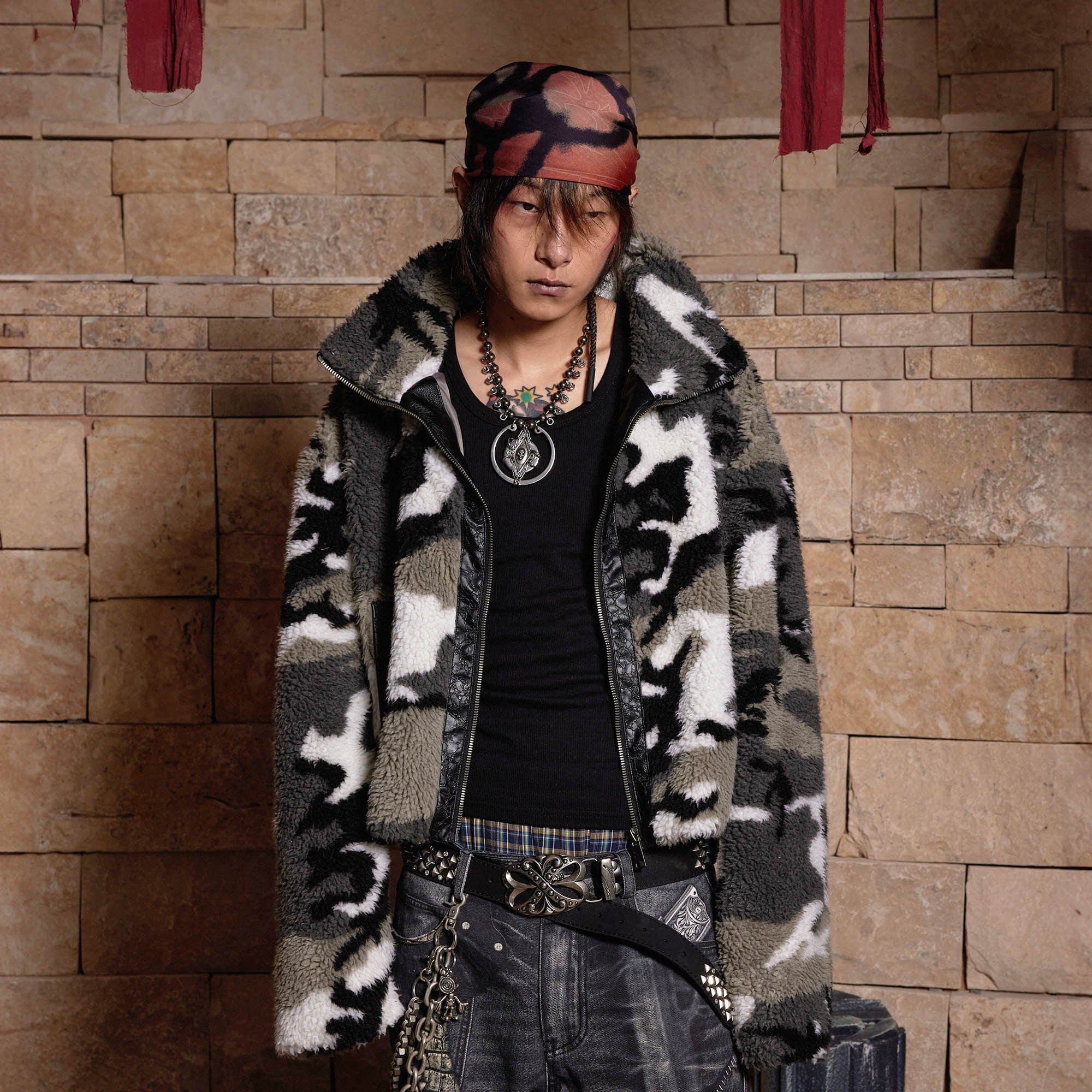 DND4DES Camo Fleece Stand Collar Jacket, premium urban and streetwear designers apparel on PROJECTISR.com, DND4DES