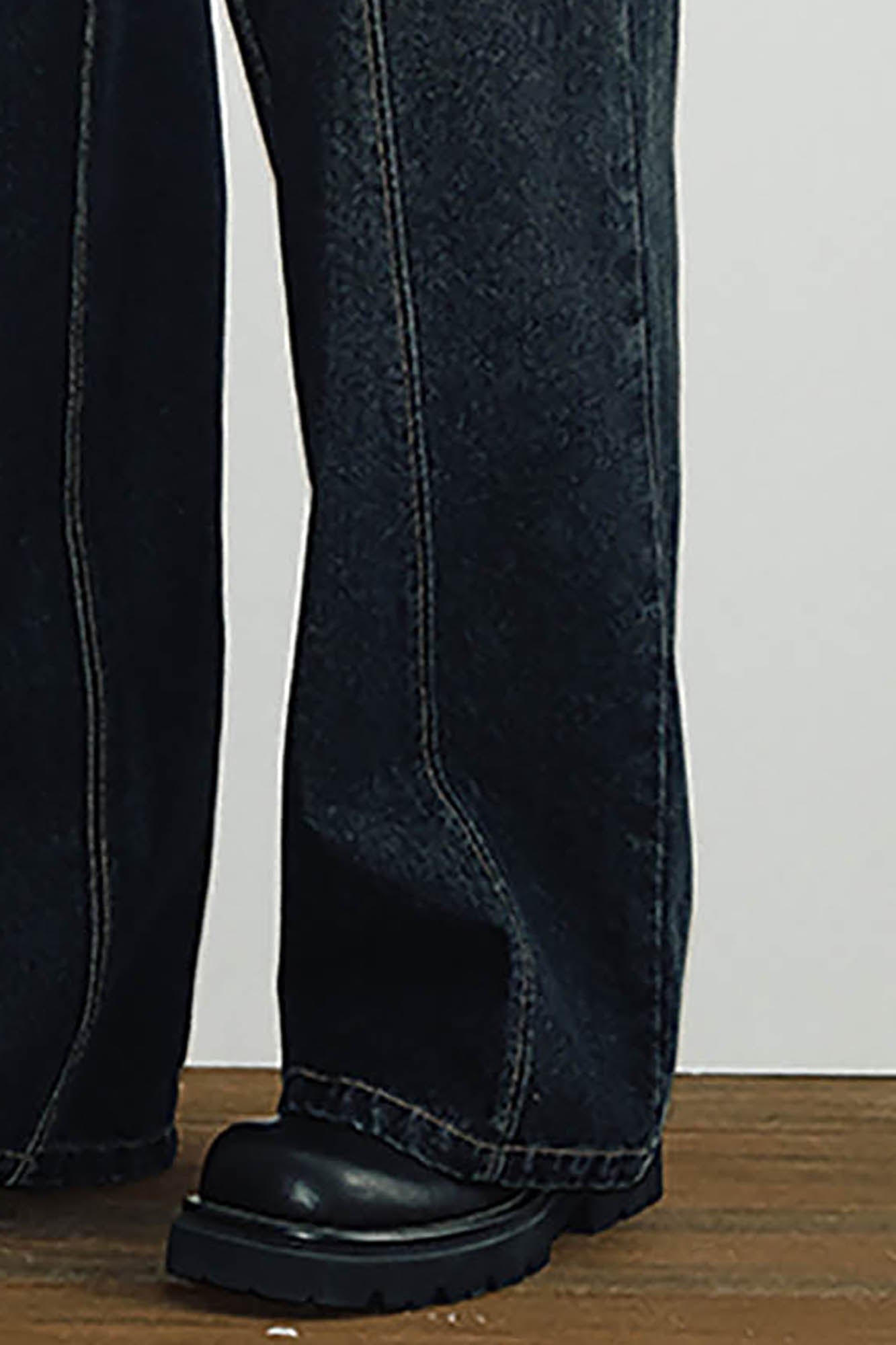 KREATE Misaligned Deconstructed Straight-Leg Jeans, premium urban and streetwear designers apparel on PROJECTISR.com, KREATE