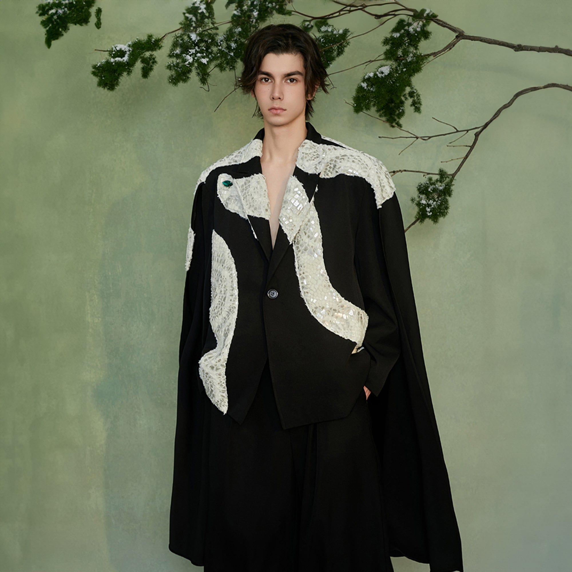 JIECHI The Snake Cape Blazer, premium urban and streetwear designers apparel on PROJECTISR.com, JIECHI