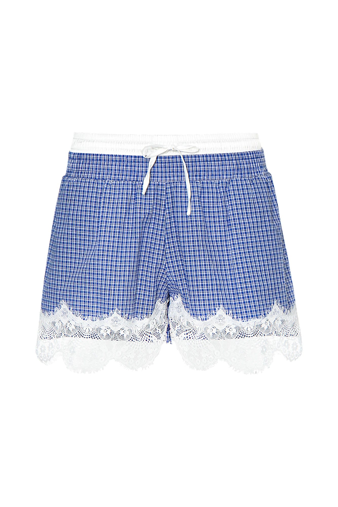 LEONSENSE Plaid Lace Trim Drawstring Shorts, premium urban and streetwear designers apparel on PROJECTISR.com, LEONSENSE