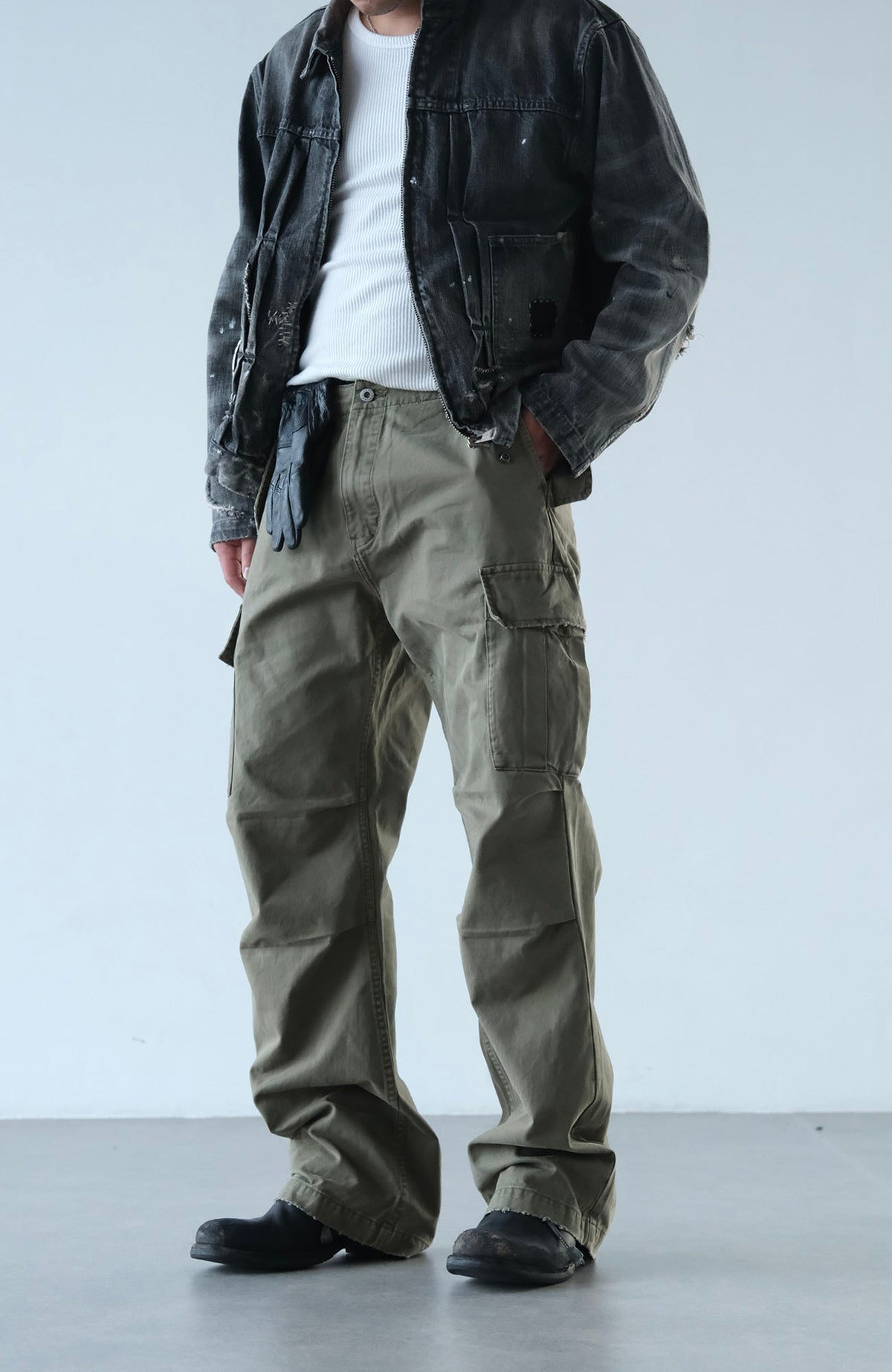 NEIGBORL Retro Washed Multi-Pocket Wide-Leg Cargo Pants