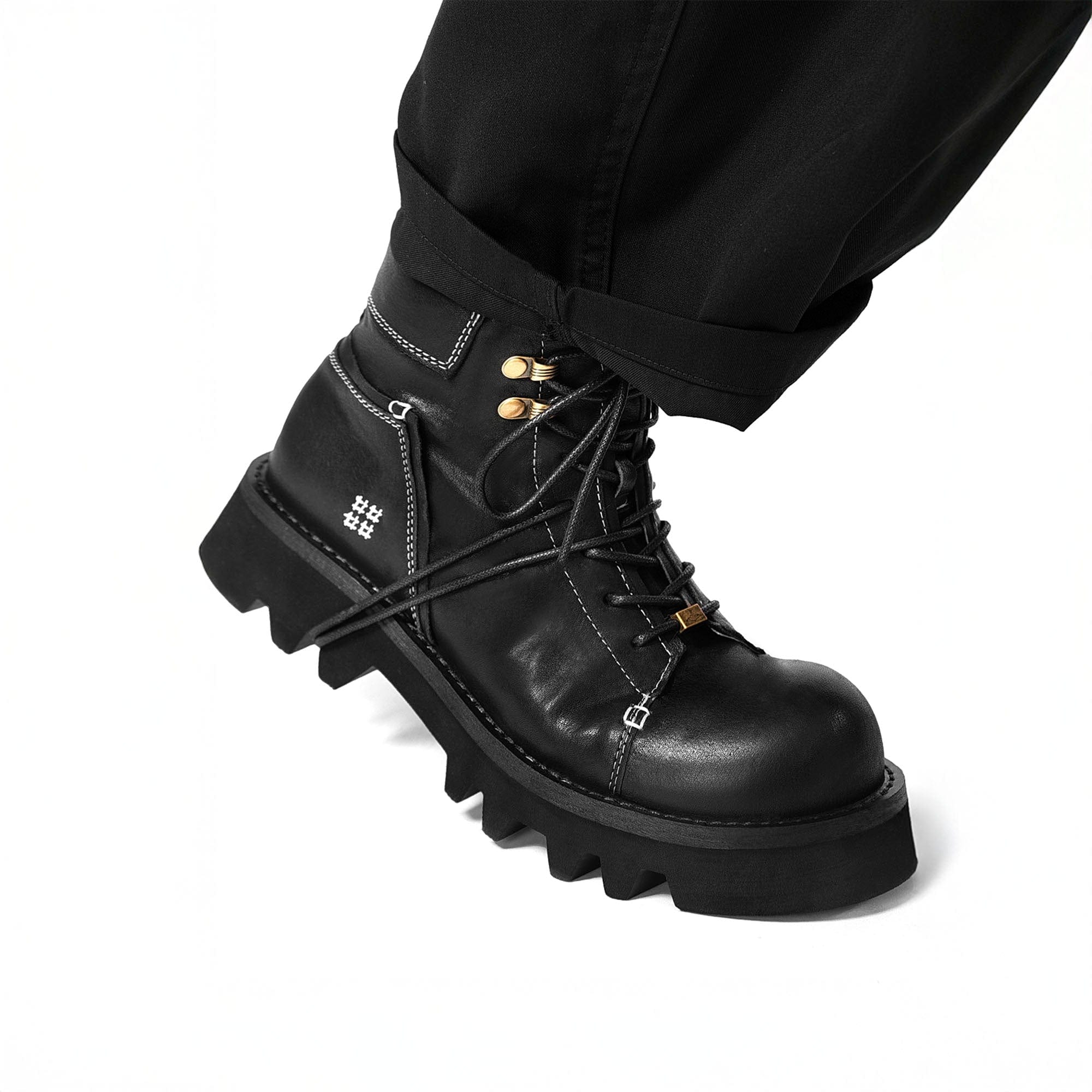 REWRITE Stitched Leather Lug Sole Martin Boots, premium urban and streetwear designers apparel on PROJECTISR.com, REWRITE