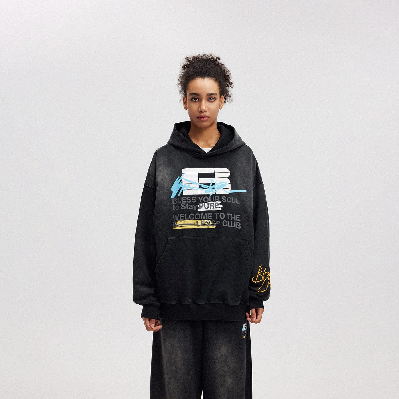 BONELESS Slogan Logo Washed Hoodie, premium urban and streetwear designers apparel on PROJECTISR.com, BONELESS