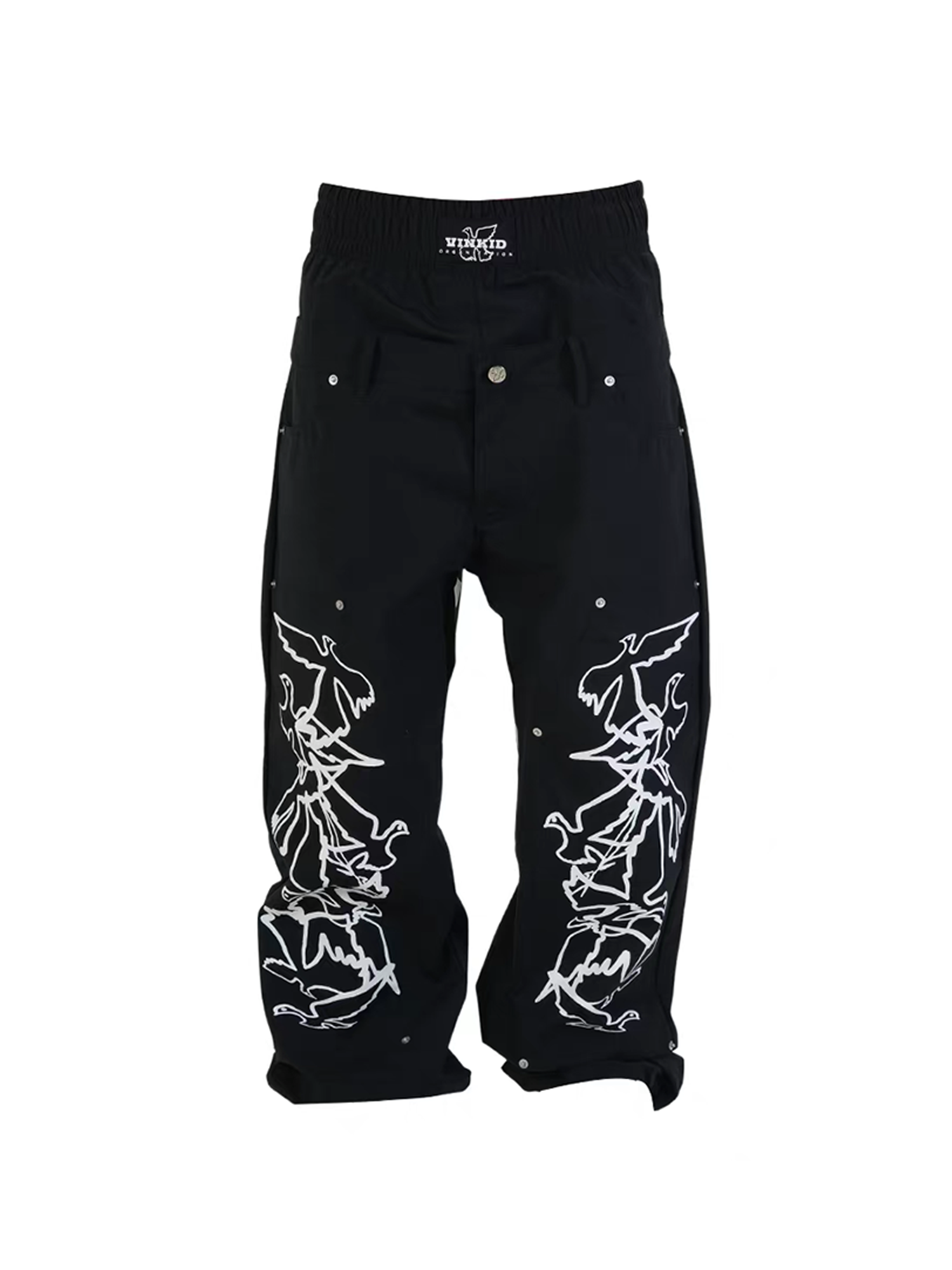 VINKID Peace Dove Graphic Double-Waist Pants