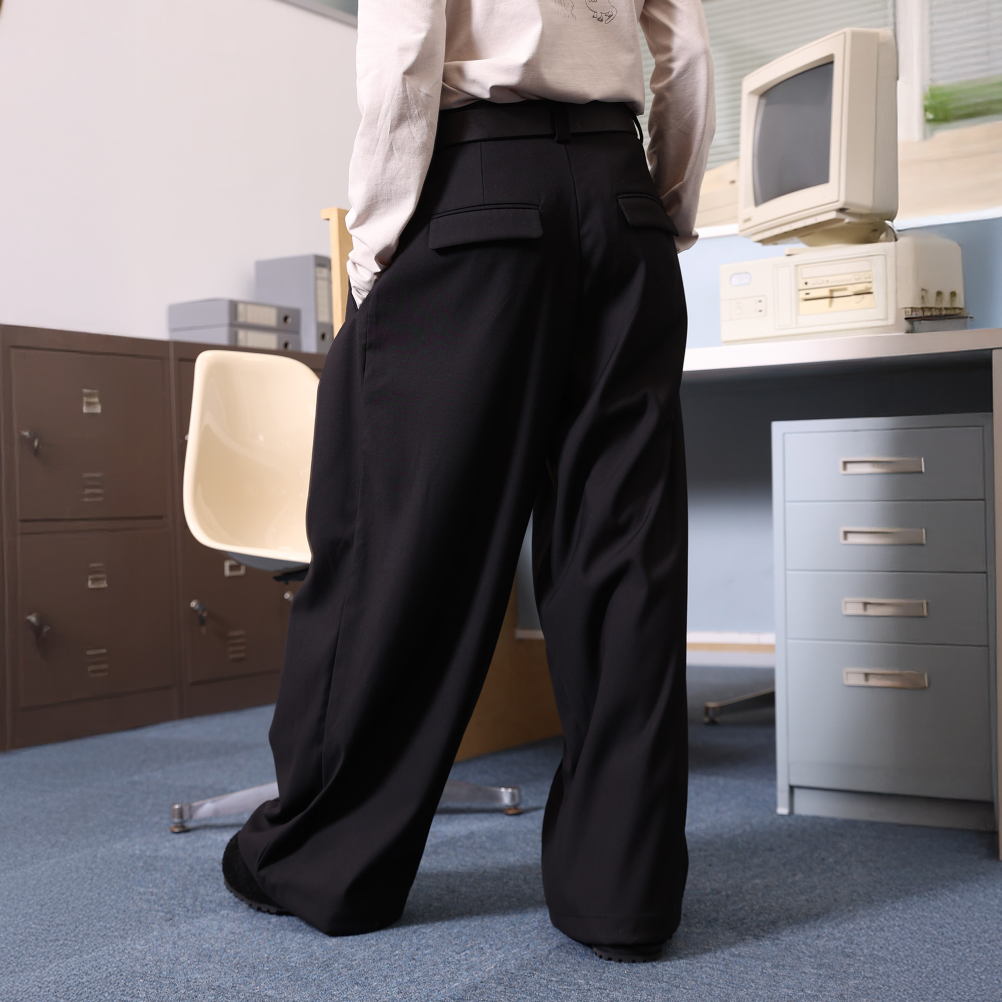 ERROR CODE ROBOT Essential Pleated Wide-Leg Trousers