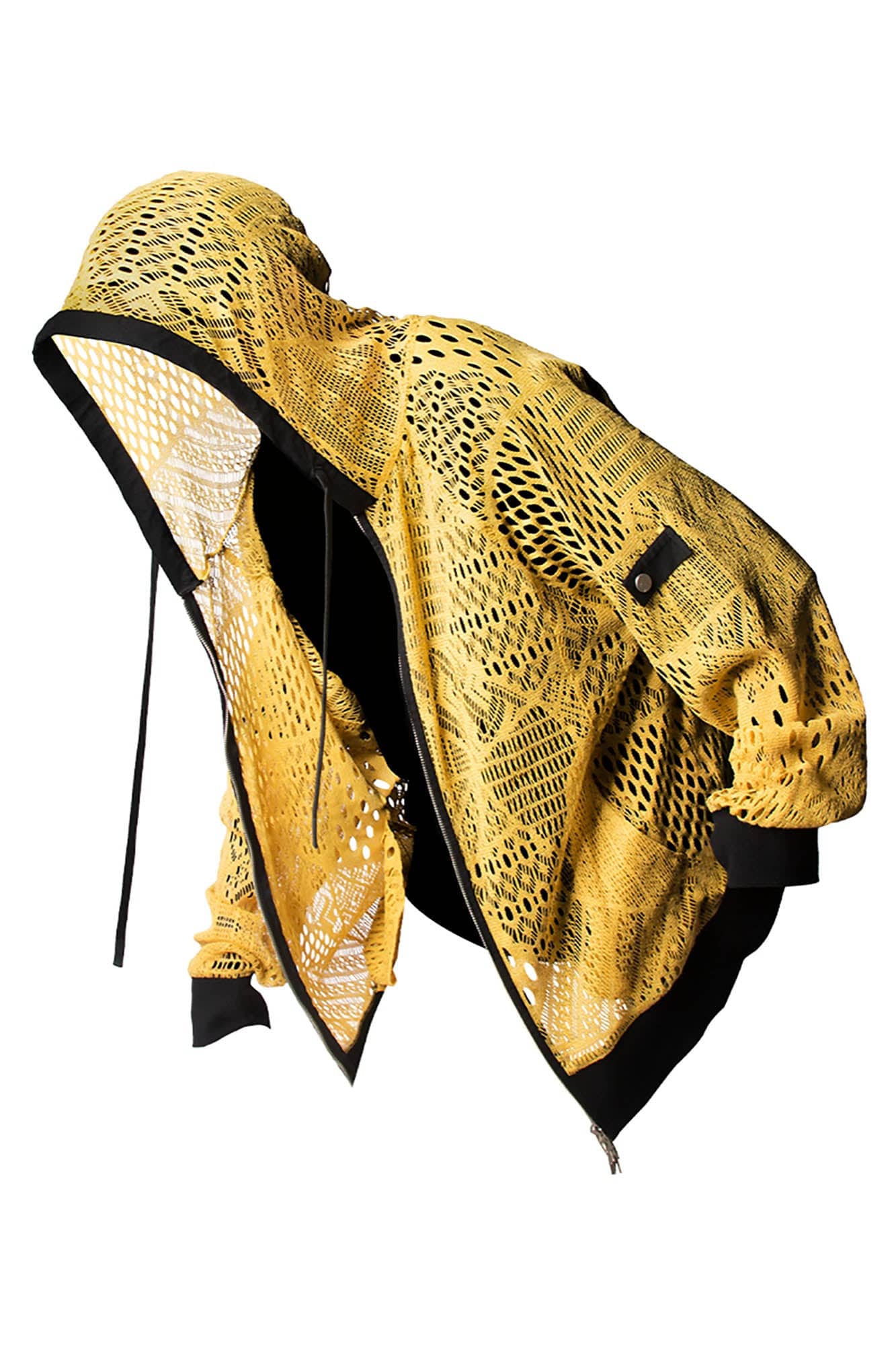 RELABEL Patchwork Crochet Mesh Zip-Up Hoodie, premium urban and streetwear designers apparel on PROJECTISR.com, RELABEL