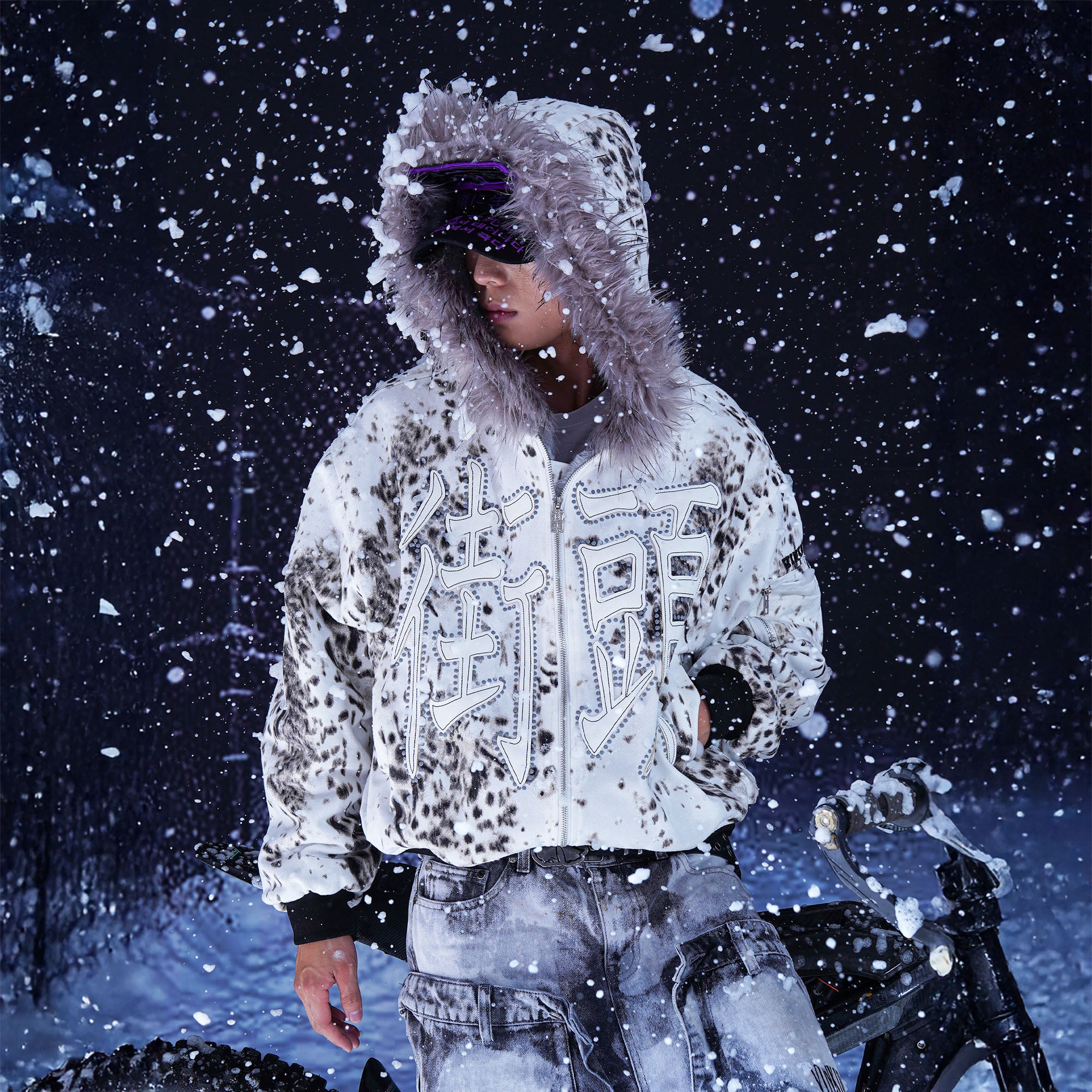 VINKID Leopard Faux Fur Hooded Padded Jacket