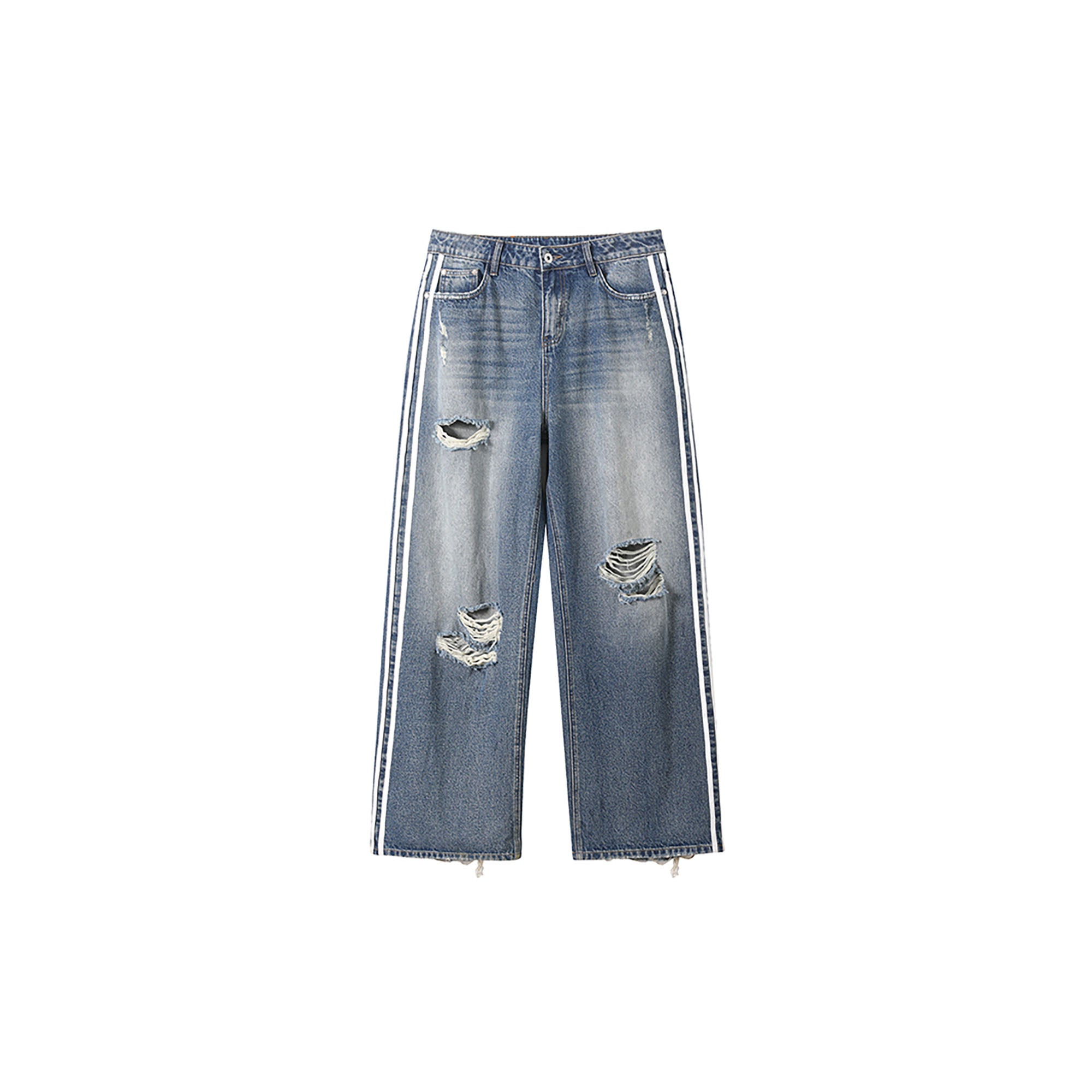 DONSMOKE Ripped Side Stripe Wide-Leg Jeans, premium urban and streetwear designers apparel on PROJECTISR.com, DONSMOKE