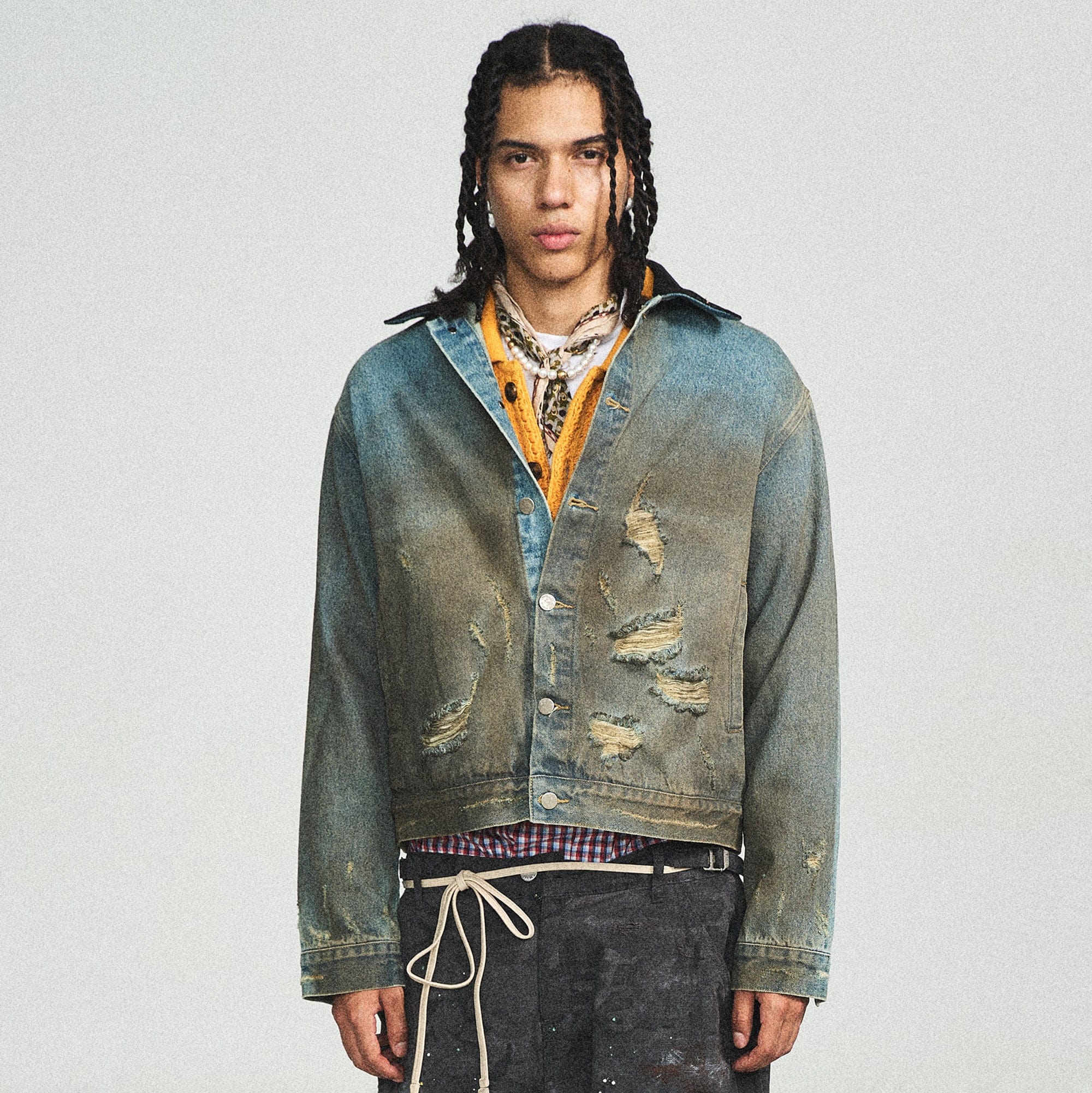STEEPC Distressed Washed Denim Jacket, premium urban and streetwear designers apparel on PROJECTISR.com, STEEPC