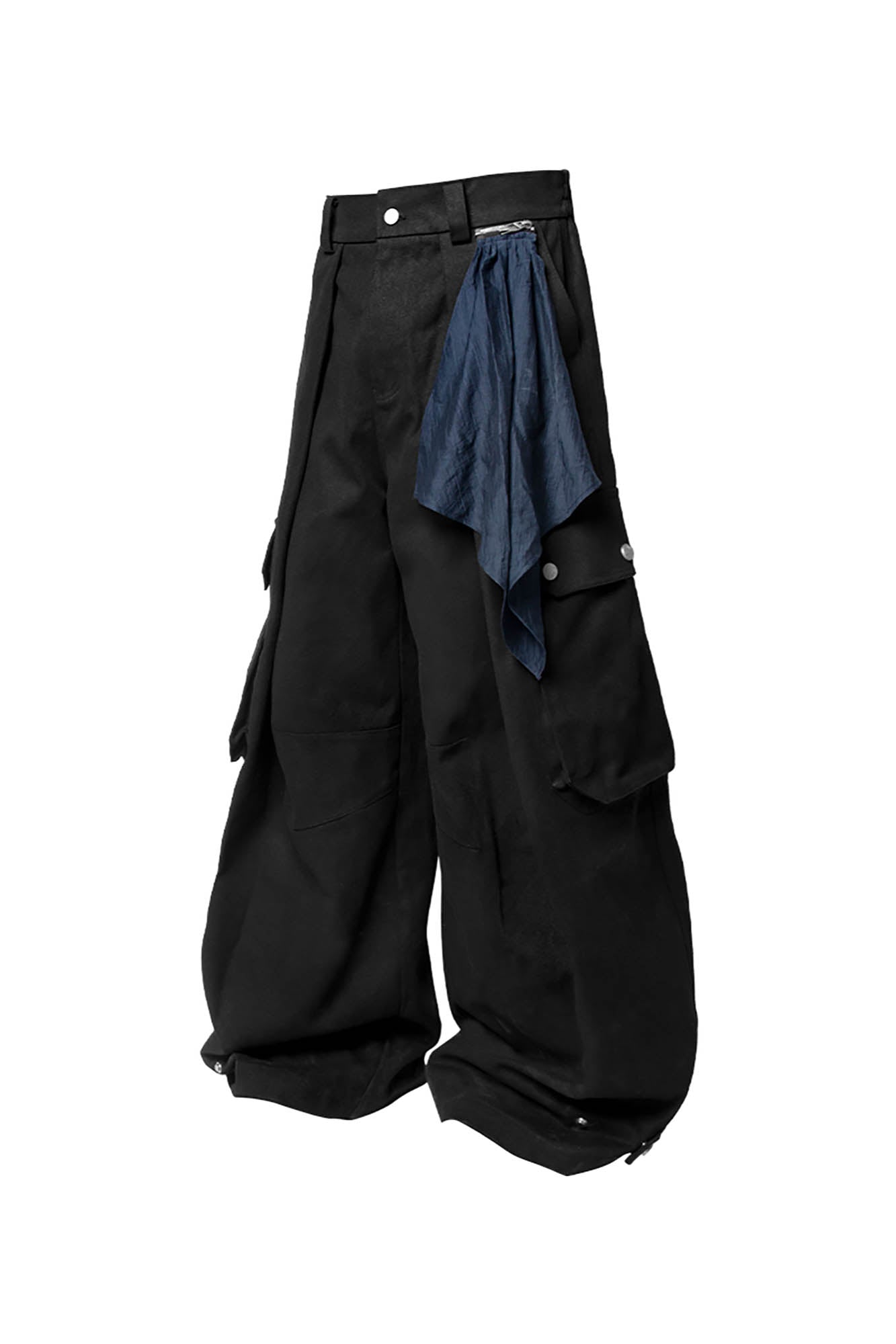RELABEL Detachable Scarf Pleated Waxed Wide-Leg Cargo, premium urban and streetwear designers apparel on PROJECTISR.com, RELABEL