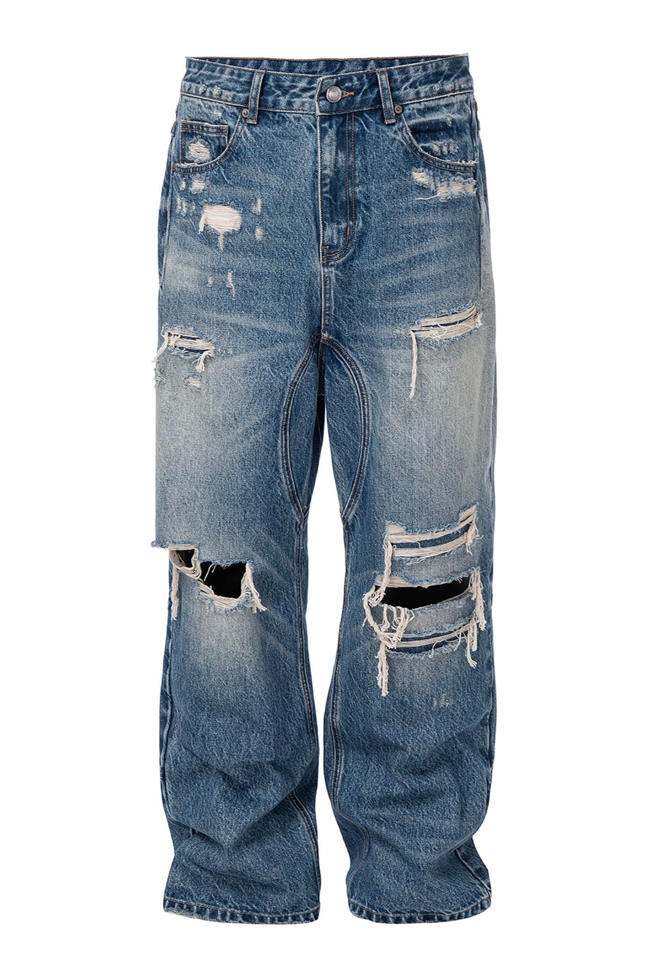 F2CE Ripped Curved Spliced Jeans, premium urban and streetwear designers apparel on PROJECTISR.com, F2CE