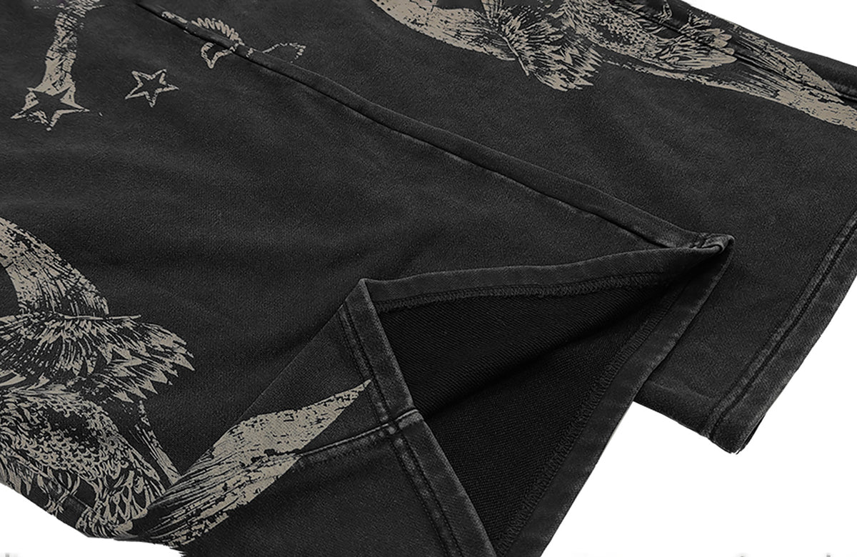 WANNA LAB Graffiti Full-Print Washed Straight-Leg Sweatpants