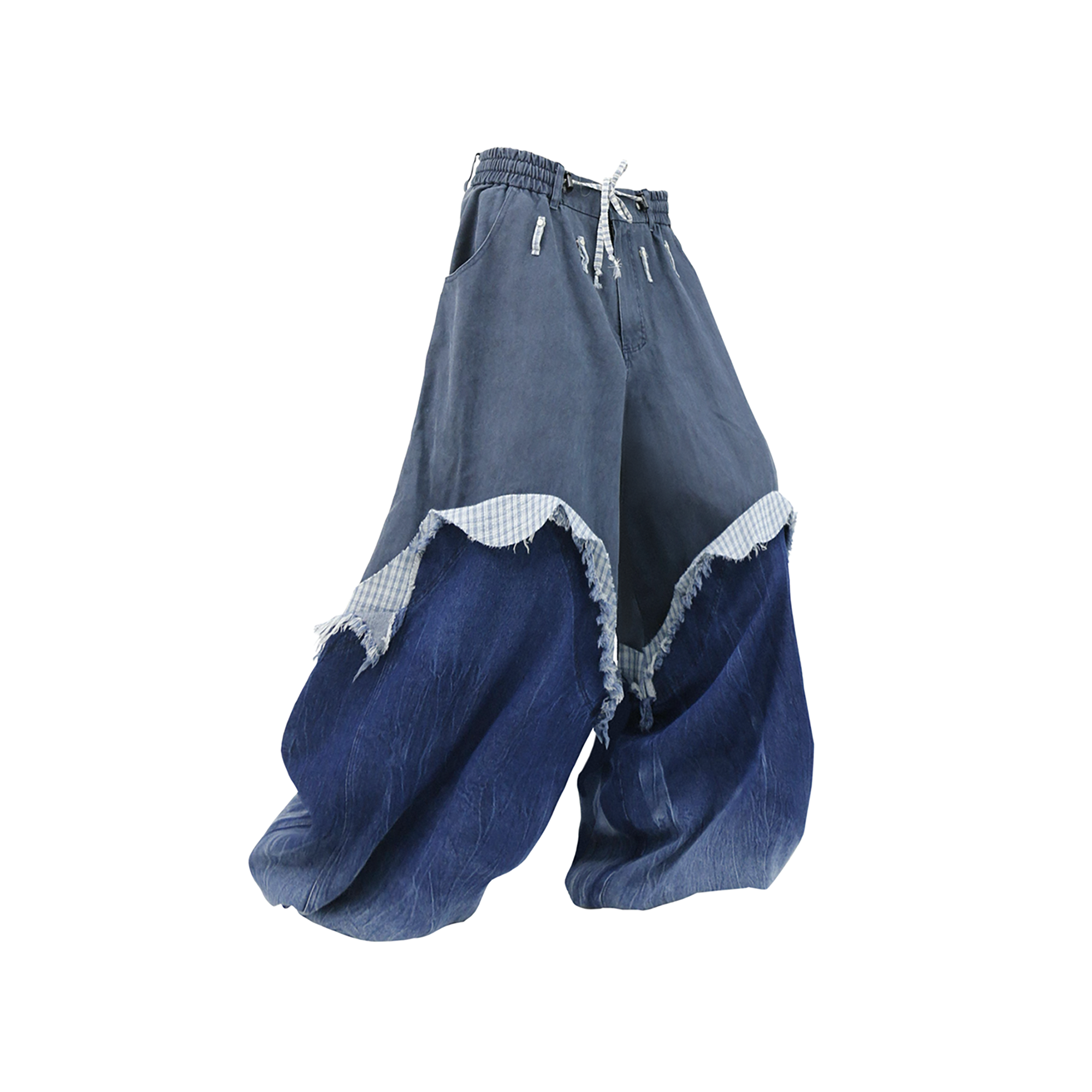RELABEL Gradient Wash Denim Panel Balloon Pants Blue