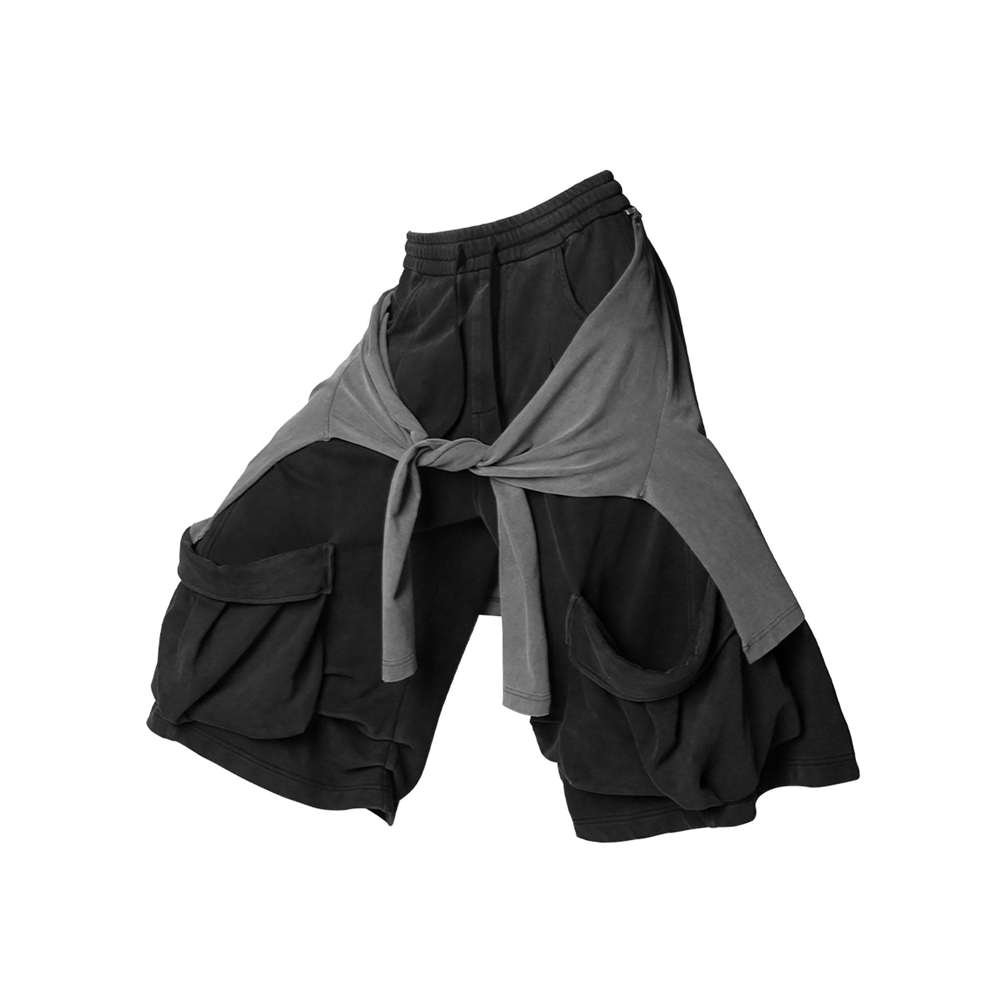 RELABEL Detachable Drape Multi-Pocket Drawstring Shorts, premium urban and streetwear designers apparel on PROJECTISR.com, RELABEL