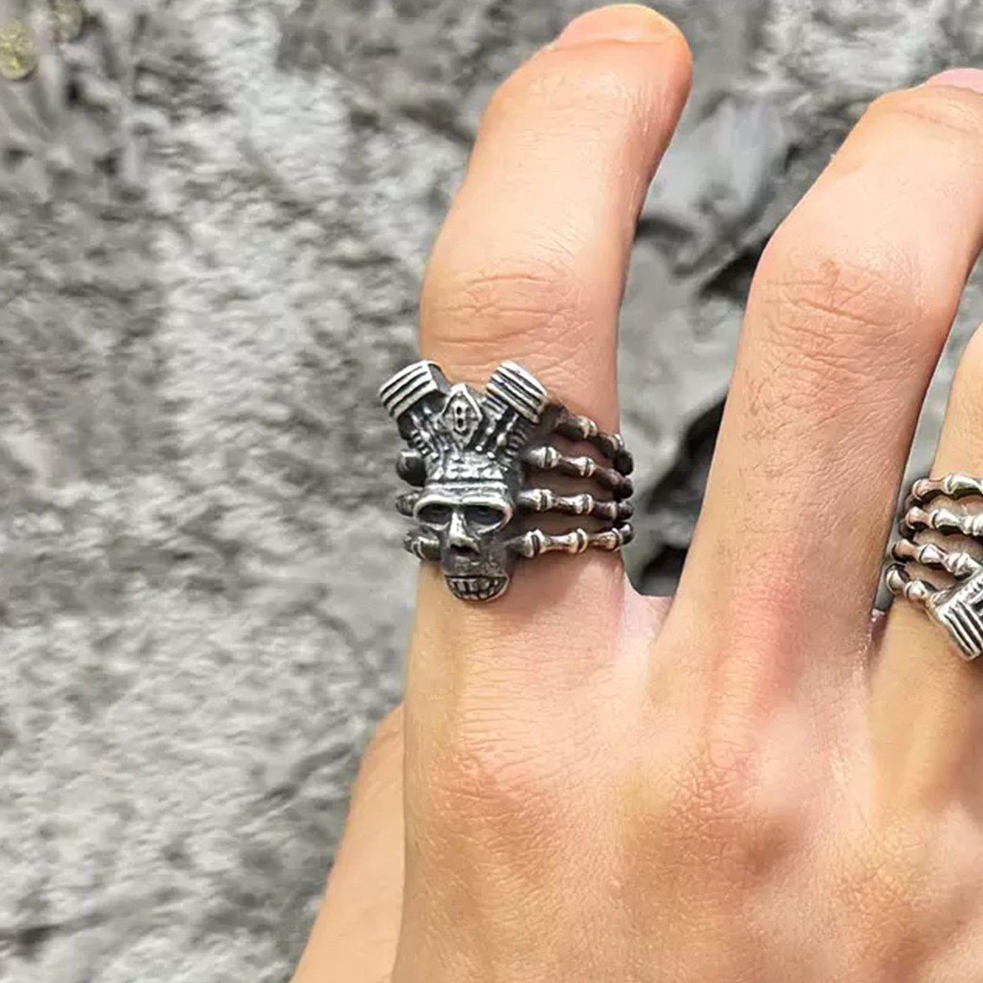 ILLUSORY Demon Skull Finger Skeleton Ring, premium urban and streetwear designers apparel on PROJECTISR.com, ILLUSORY