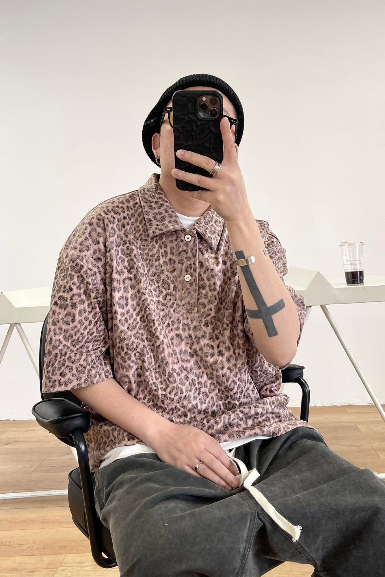 ME DA IGUAL Fuzzy Leopard Polo T-Shirt, premium urban and streetwear designers apparel on PROJECTISR.com, ME DA IGUAL