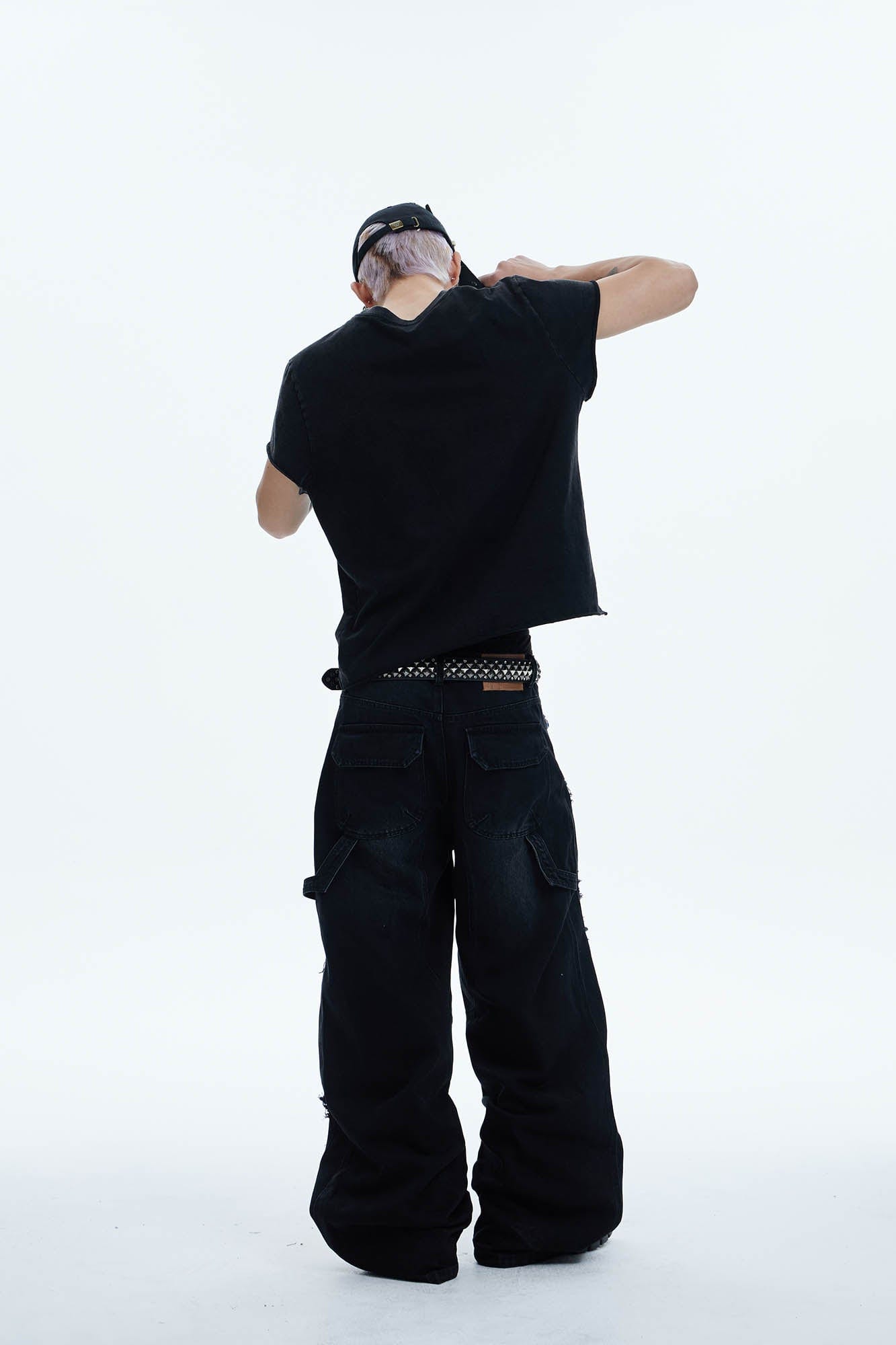 DND4DES Shredded Rivet-Paneled Baggy Jeans, premium urban and streetwear designers apparel on PROJECTISR.com, DND4DES