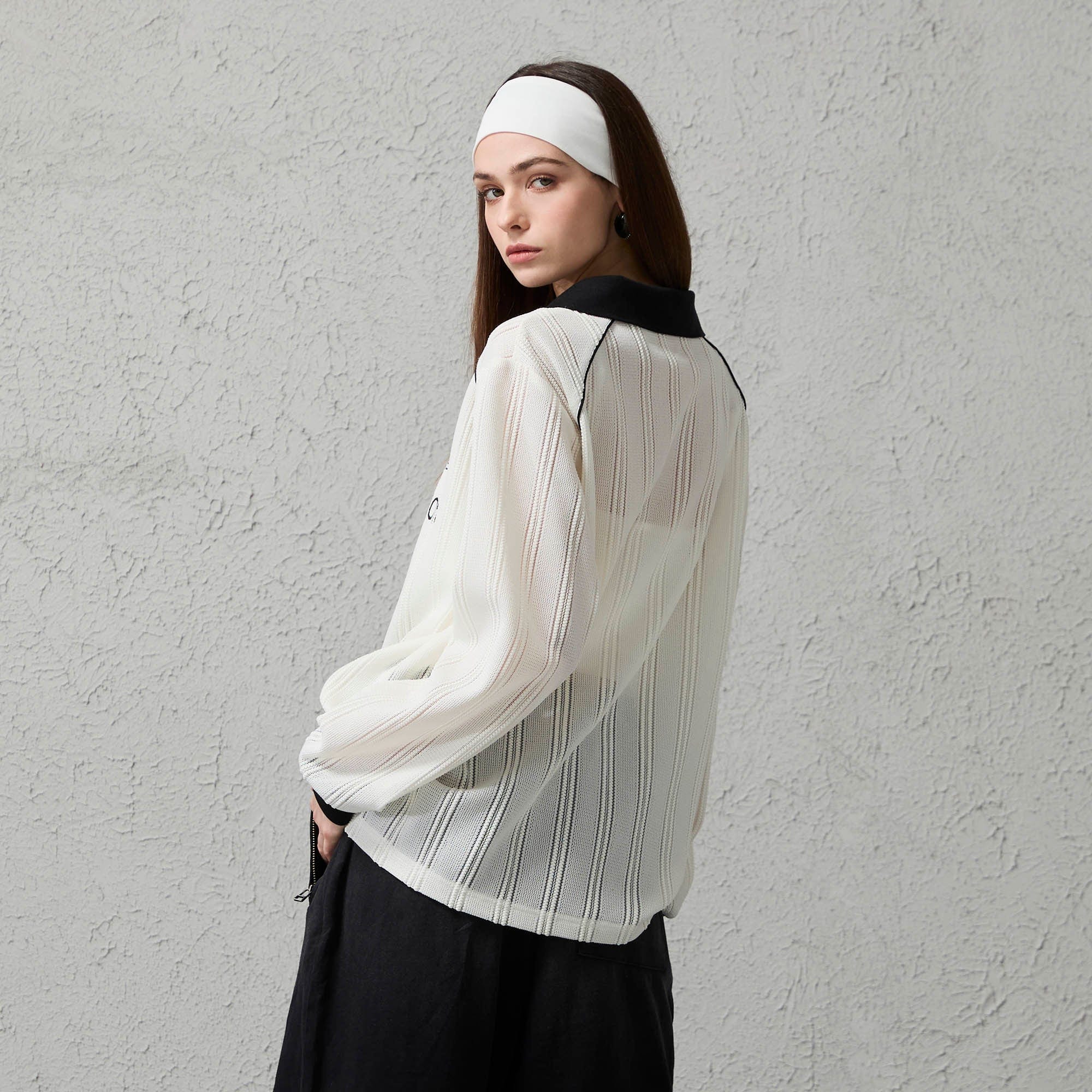 ORGANIC EMOTION Retro Sheer Striped Knit Raglan Jersey