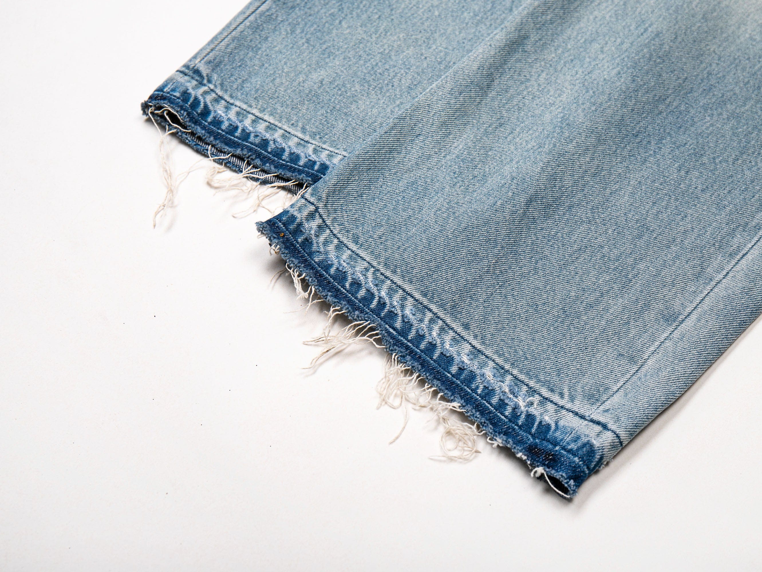LEONSENSE Washed Ripped Frayed Straight-Leg Jeans, premium urban and streetwear designers apparel on PROJECTISR.com, LEONSENSE