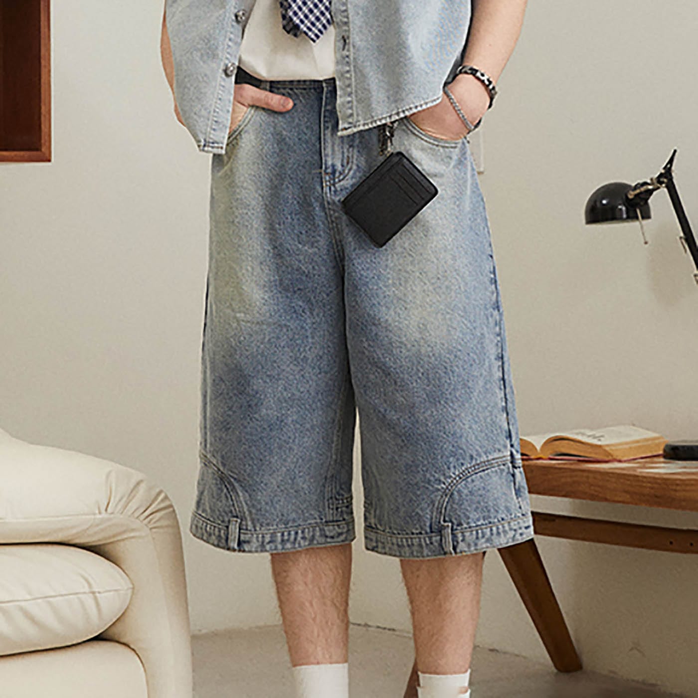 KREATE Inverted Denim Shorts, premium urban and streetwear designers apparel on PROJECTISR.com, KREATE