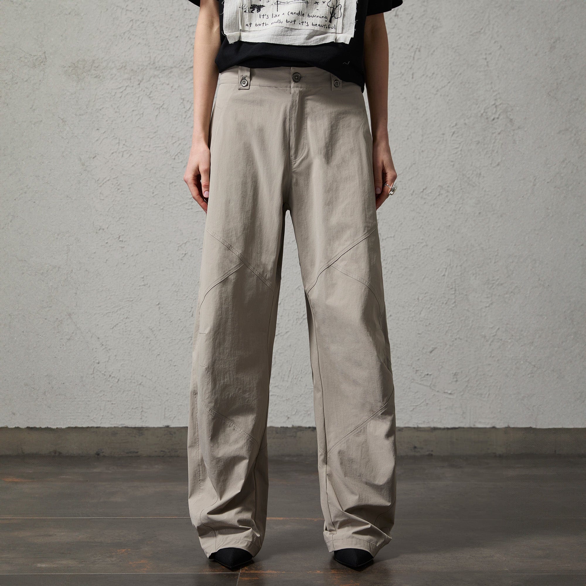 ORGANIC EMOTION Retro Spliced Curved Pants, premium urban and streetwear designers apparel on PROJECTISR.com, ORGANIC EMOTION