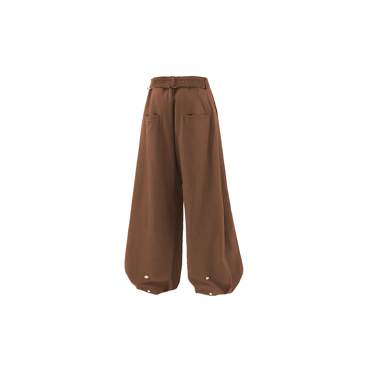 RELABEL Pleated Wide-Leg Elasticated Belt Trousers