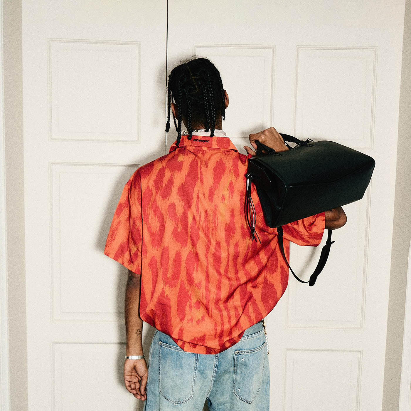 STEEPC Flaming Leopard Full-Print Half Shirt, premium urban and streetwear designers apparel on PROJECTISR.com, STEEPC
