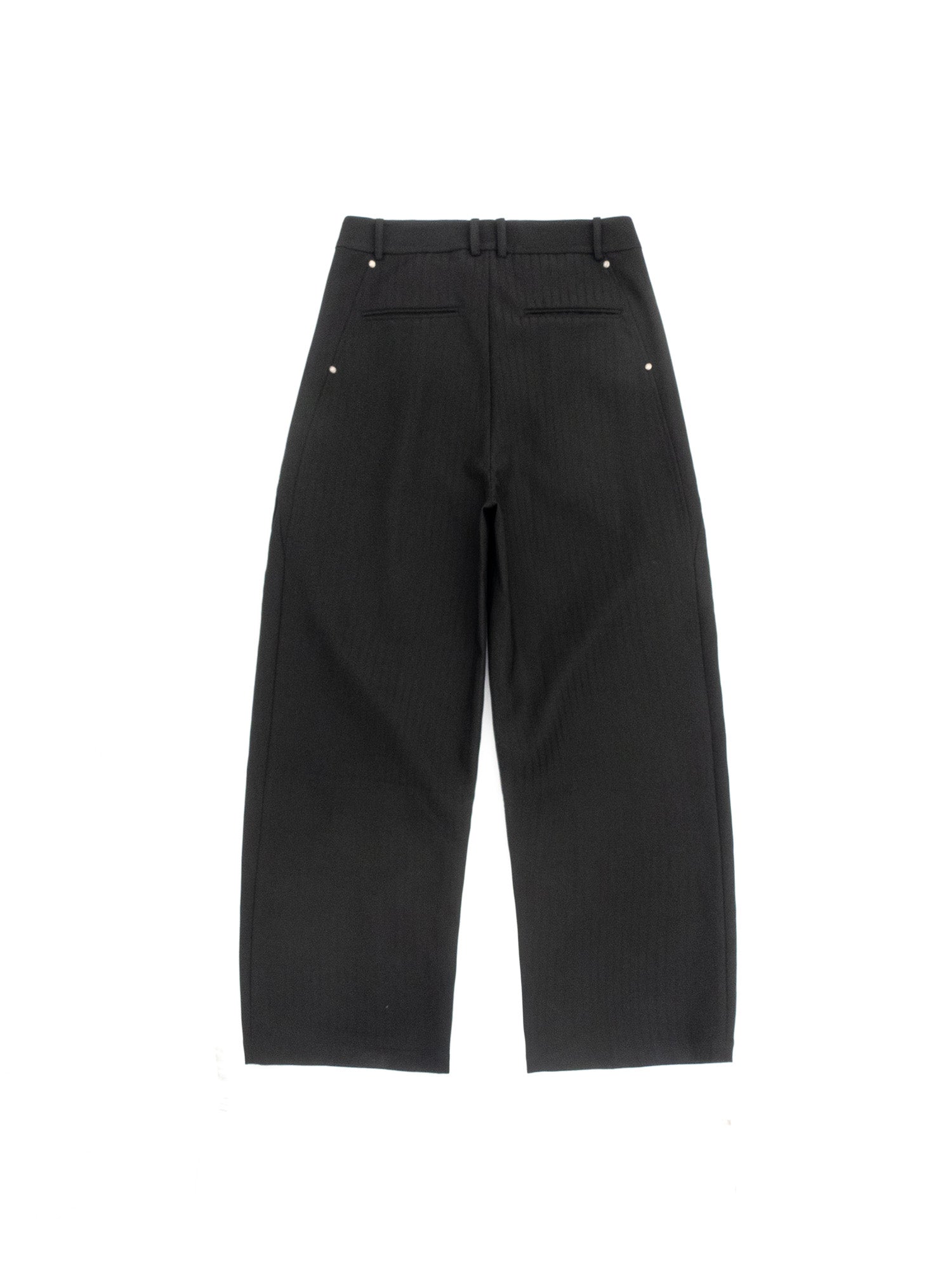 IN EXISTENCE Stripe Pleated Embroidery Curved Pants