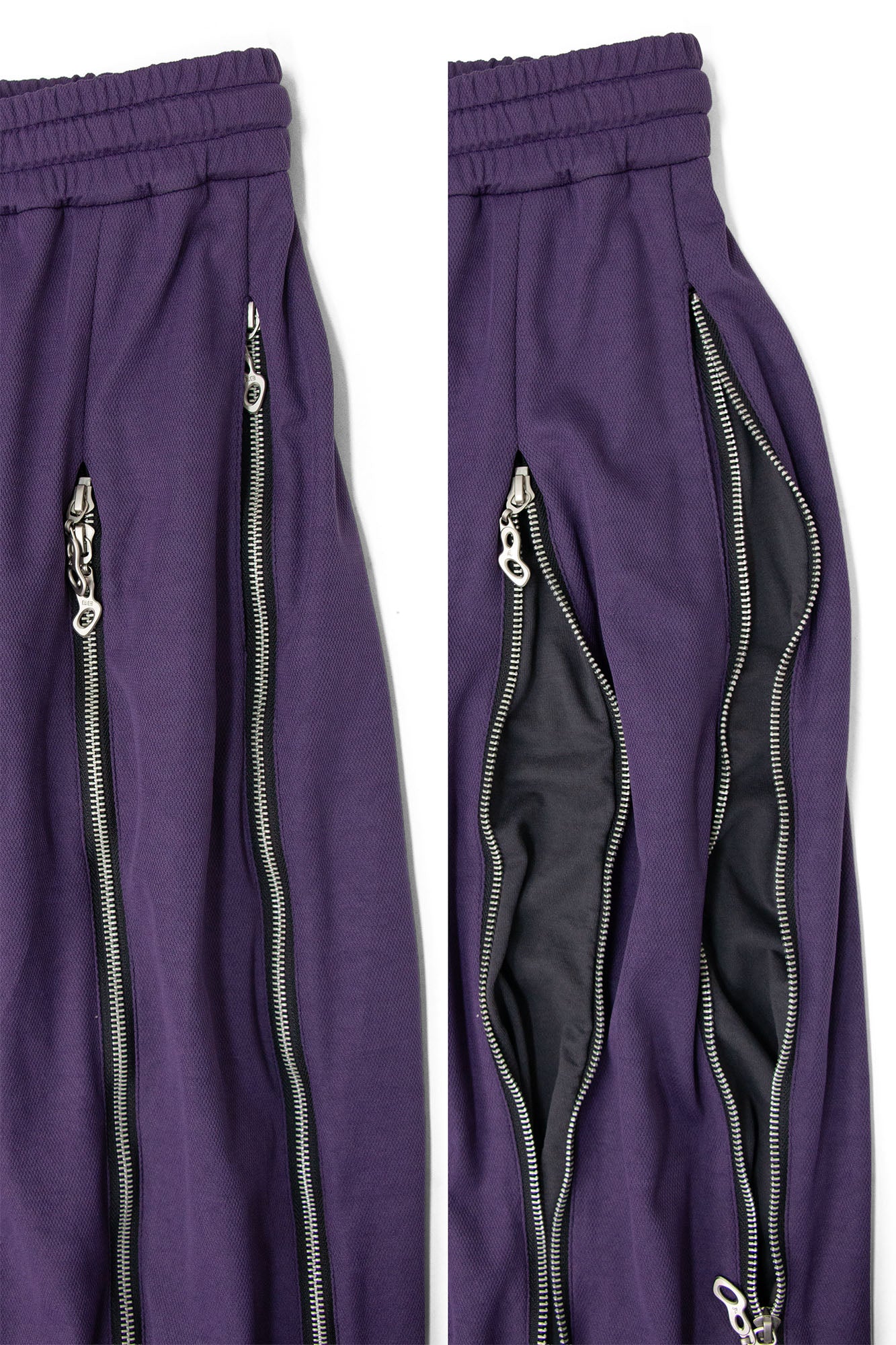 RELABEL Layered Multi-Zip Drawstring Sweatpants Purple