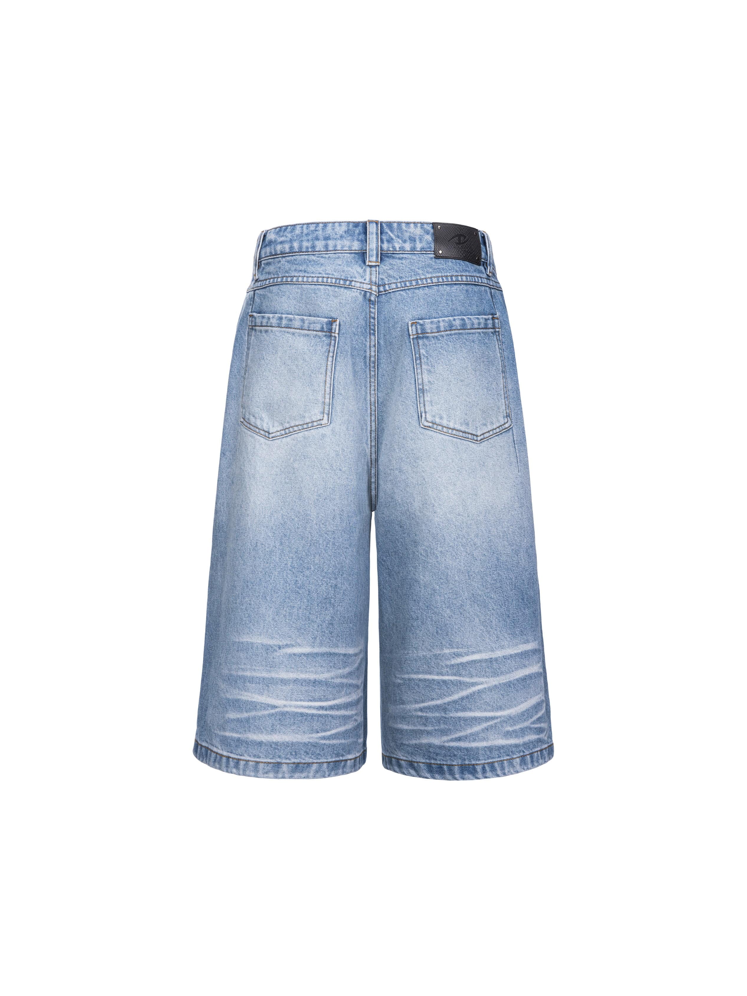 CATSSTAC Whisker-Wash Middle-Spliced Wide-Leg Shorts, premium urban and streetwear designers apparel on PROJECTISR.com, CATSSTAC