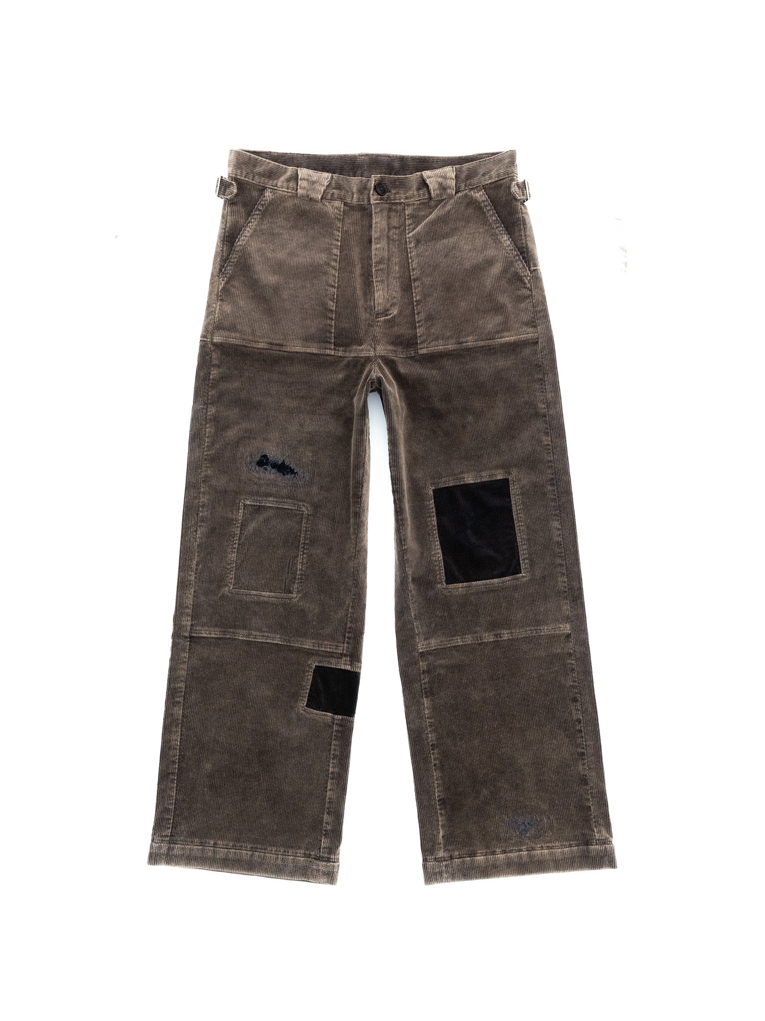 IN EXISTENCE Distressed Corduroy Patched Embroidered Pants