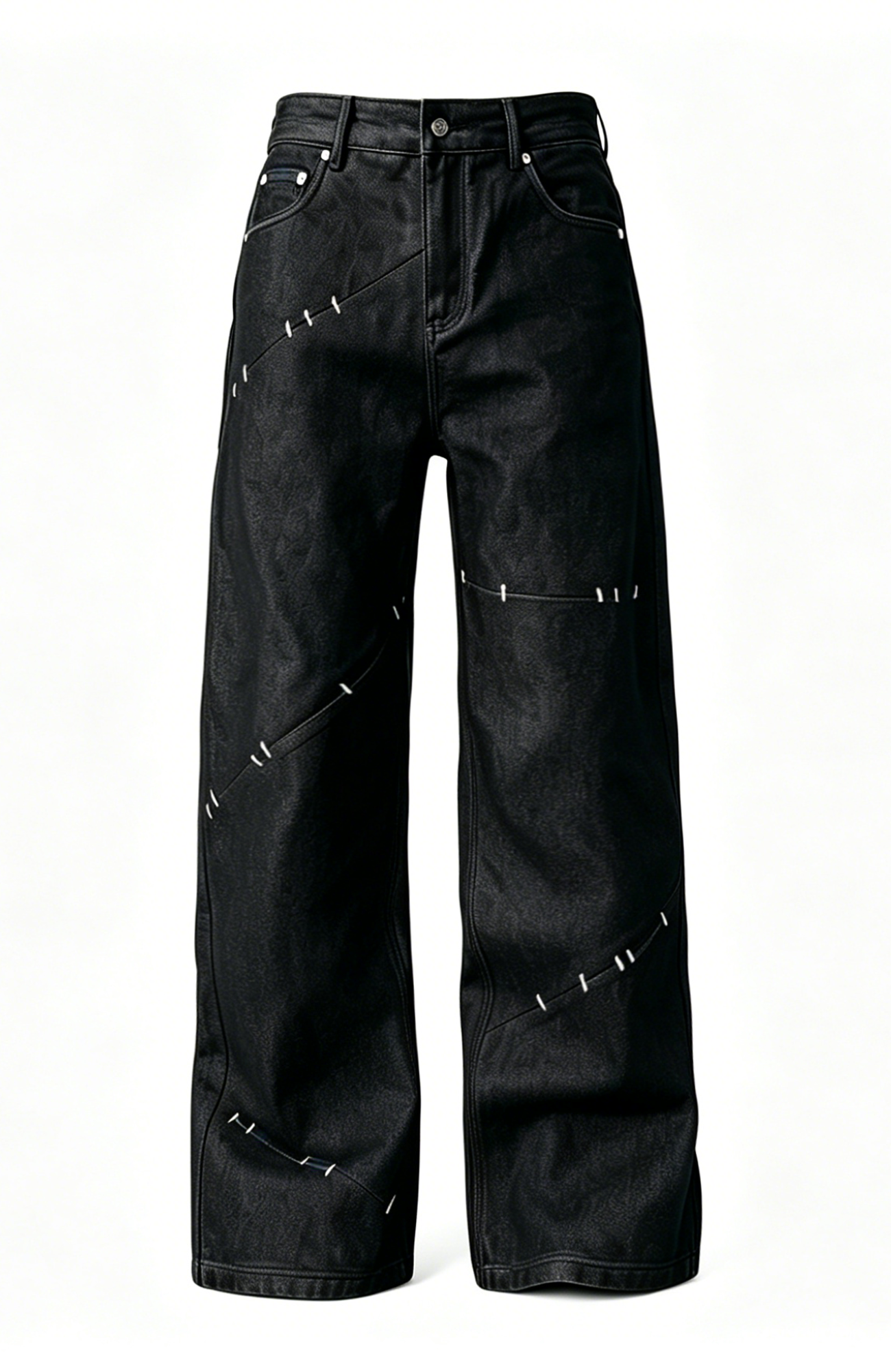 KREATE Deconstructed Stitch Detail Raw Denim Jeans