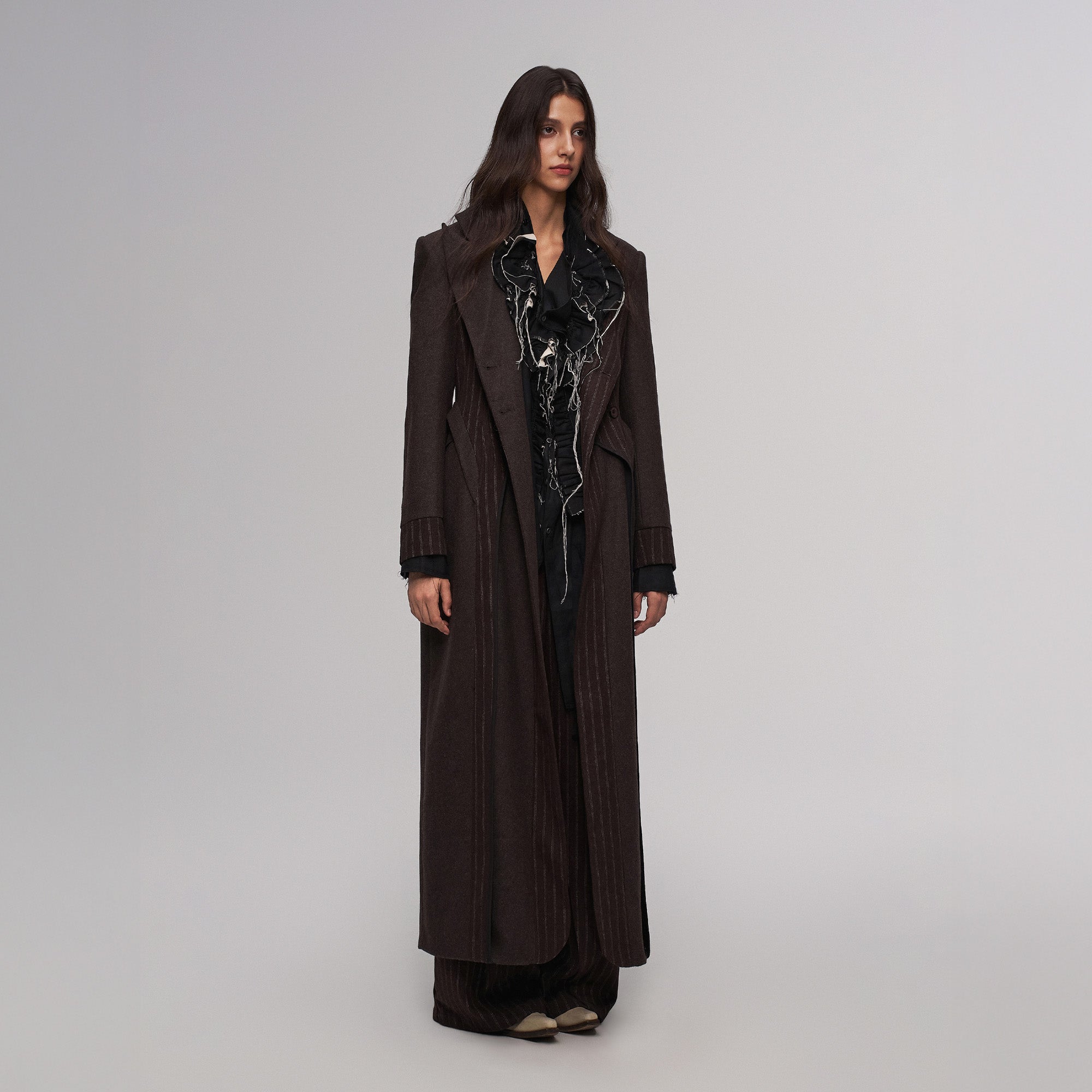 ILNya Nieternite Nifutur Tailored Stripe Paneled Wool-Blend Coat