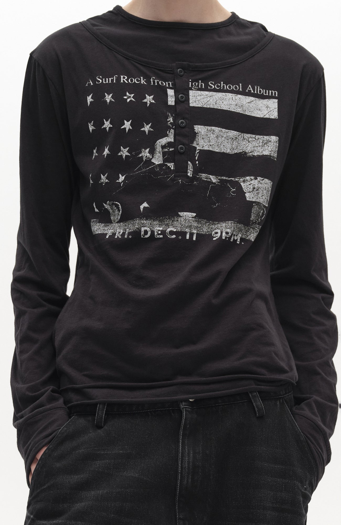 SADSOUP Layered Henley Graphic Long-Sleeve Tee