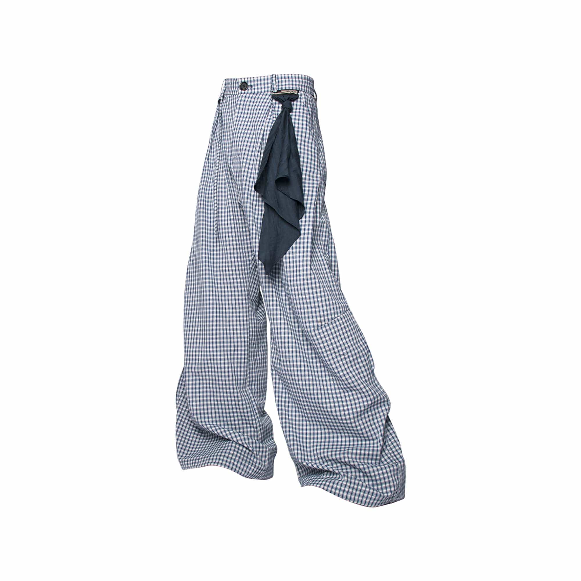 RELABEL Detachable Scarf Grid Pleated Pants, premium urban and streetwear designers apparel on PROJECTISR.com, RELABEL