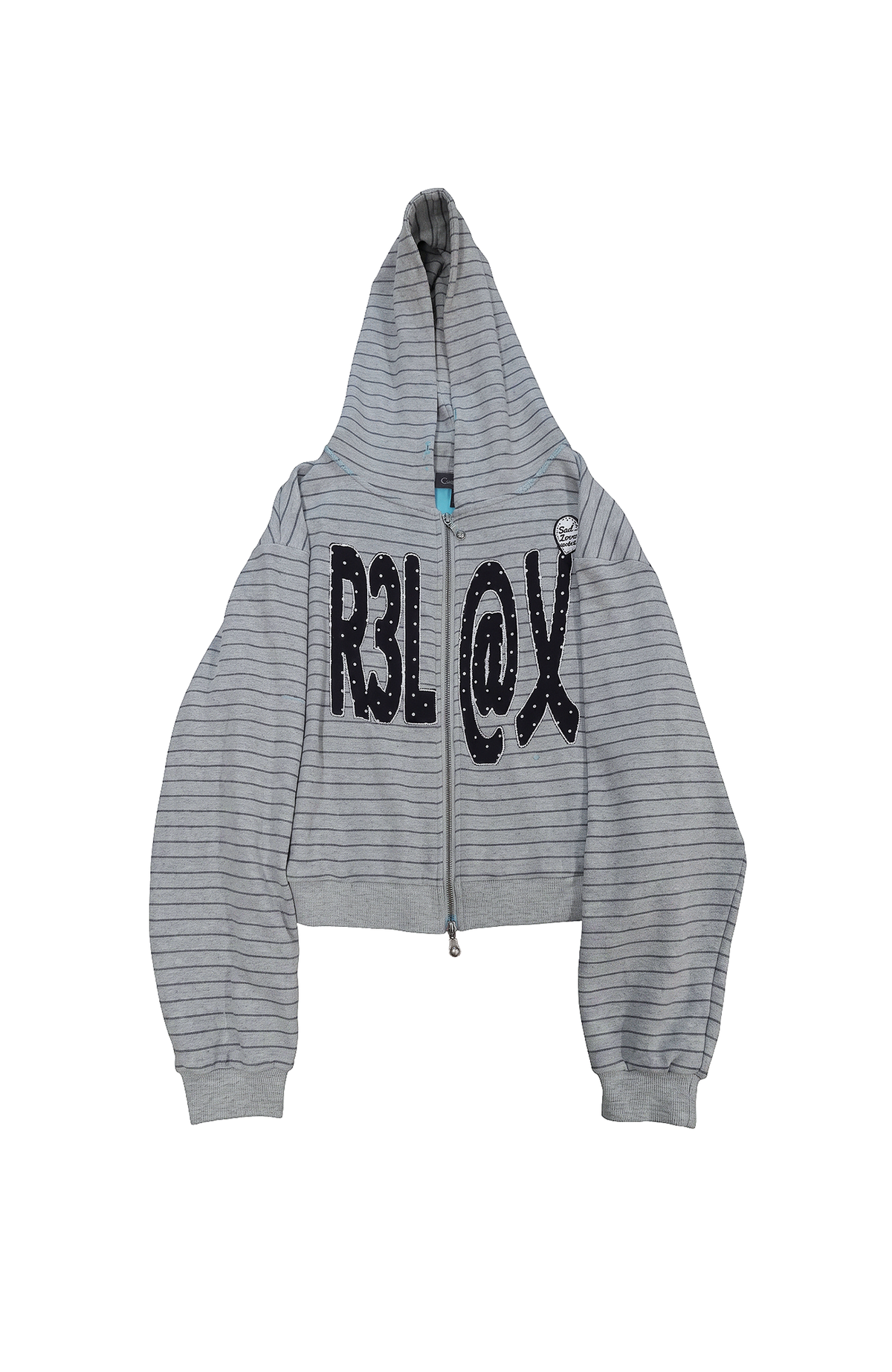 SADSOUP Striped Patchwork Zip-Up Hoodie