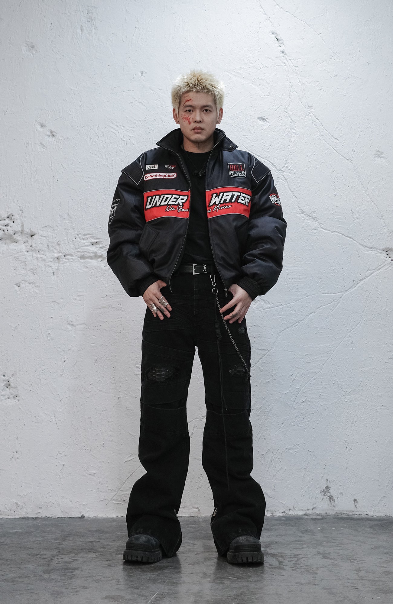 UNDERWATER Serpent Skin Distressed Jeans