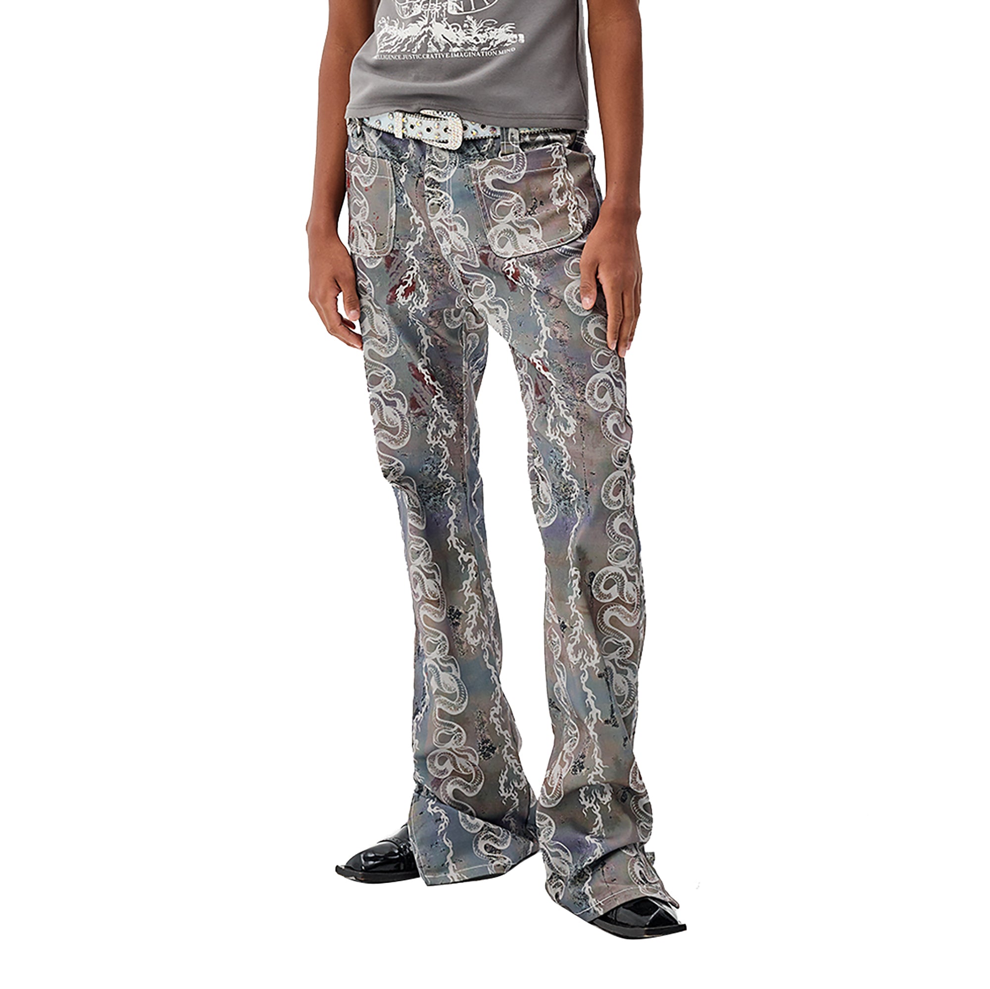 CYCYCY Serpentine Graphic Flared Jeans