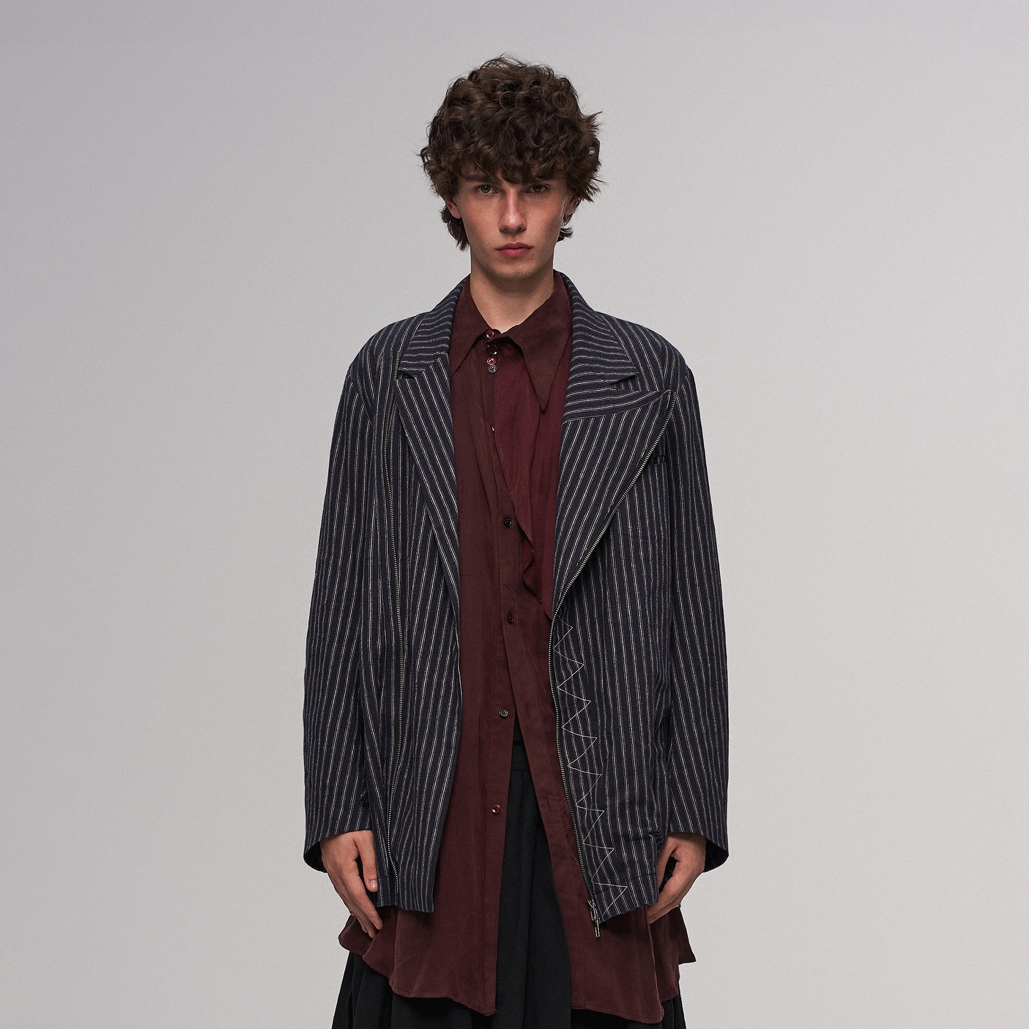 ILNya Nieternite Nifutur Deconstructed Stripe Panel Layered Jacket