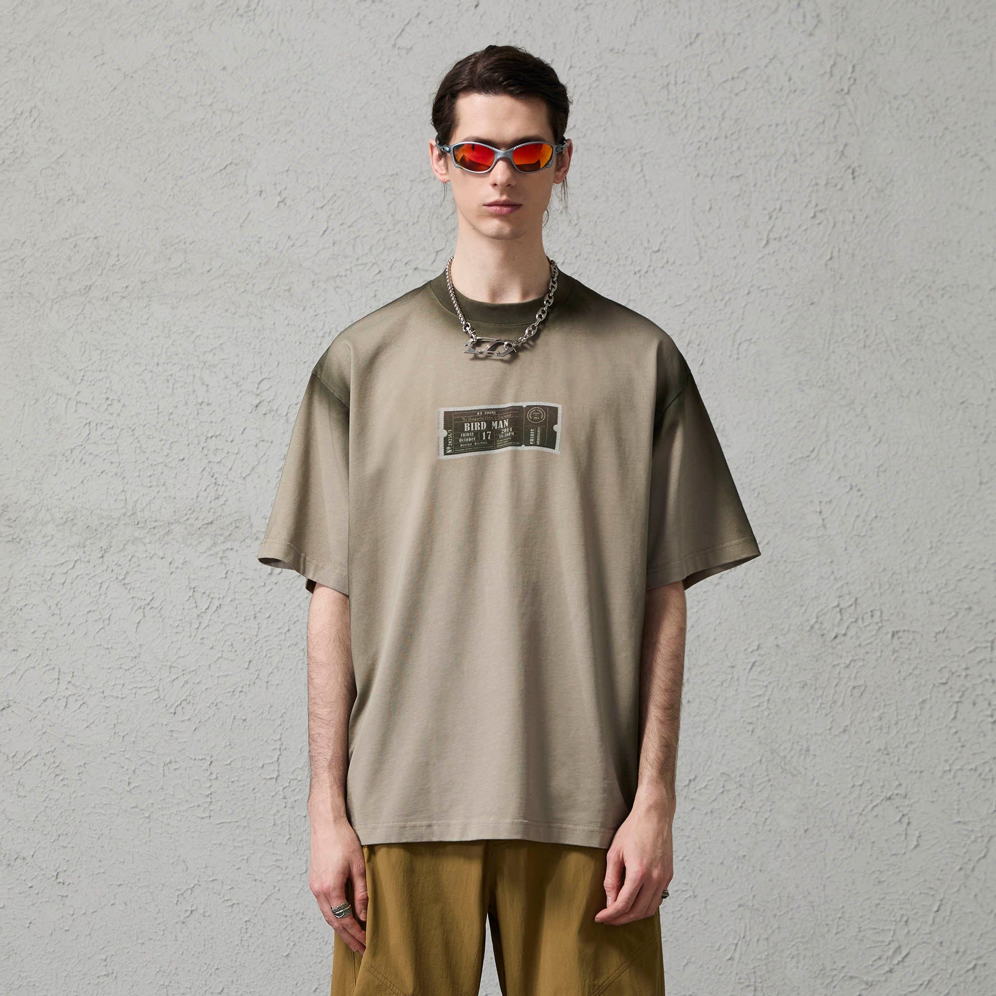 ORGANIC EMOTION Spray-Faded Ticket Graphic T-Shirt, premium urban and streetwear designers apparel on PROJECTISR.com, ORGANIC EMOTION
