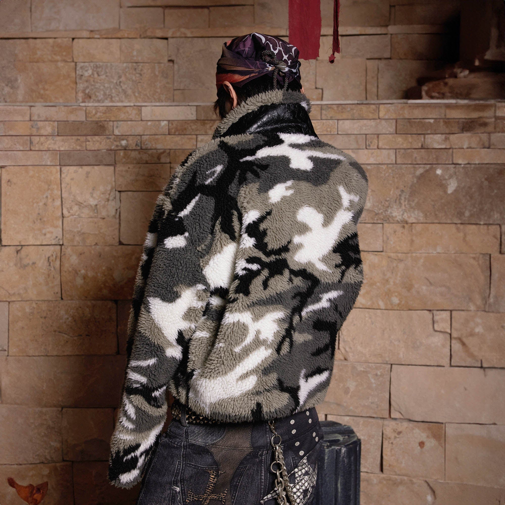 DND4DES Camo Fleece Stand Collar Jacket, premium urban and streetwear designers apparel on PROJECTISR.com, DND4DES
