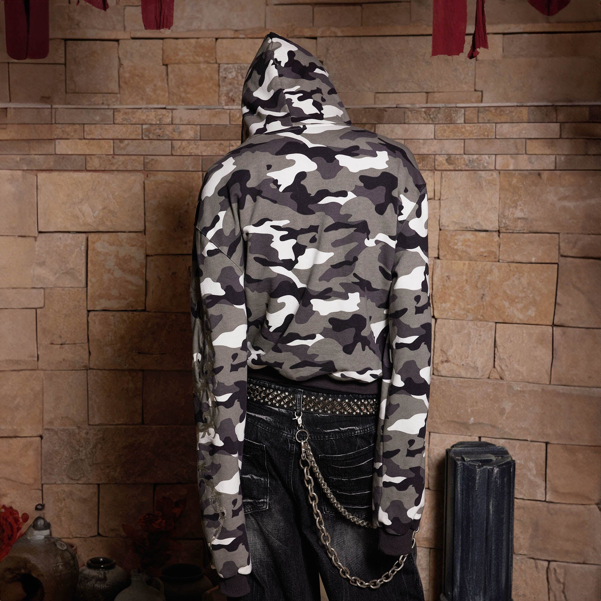 DND4DES Camo Zip-up Embroidery Hoodie, premium urban and streetwear designers apparel on PROJECTISR.com, DND4DES