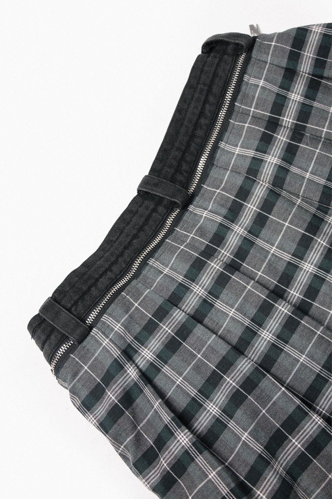 RELABEL Detachable Plaid Back Flap Spliced Jeans, premium urban and streetwear designers apparel on PROJECTISR.com, RELABEL