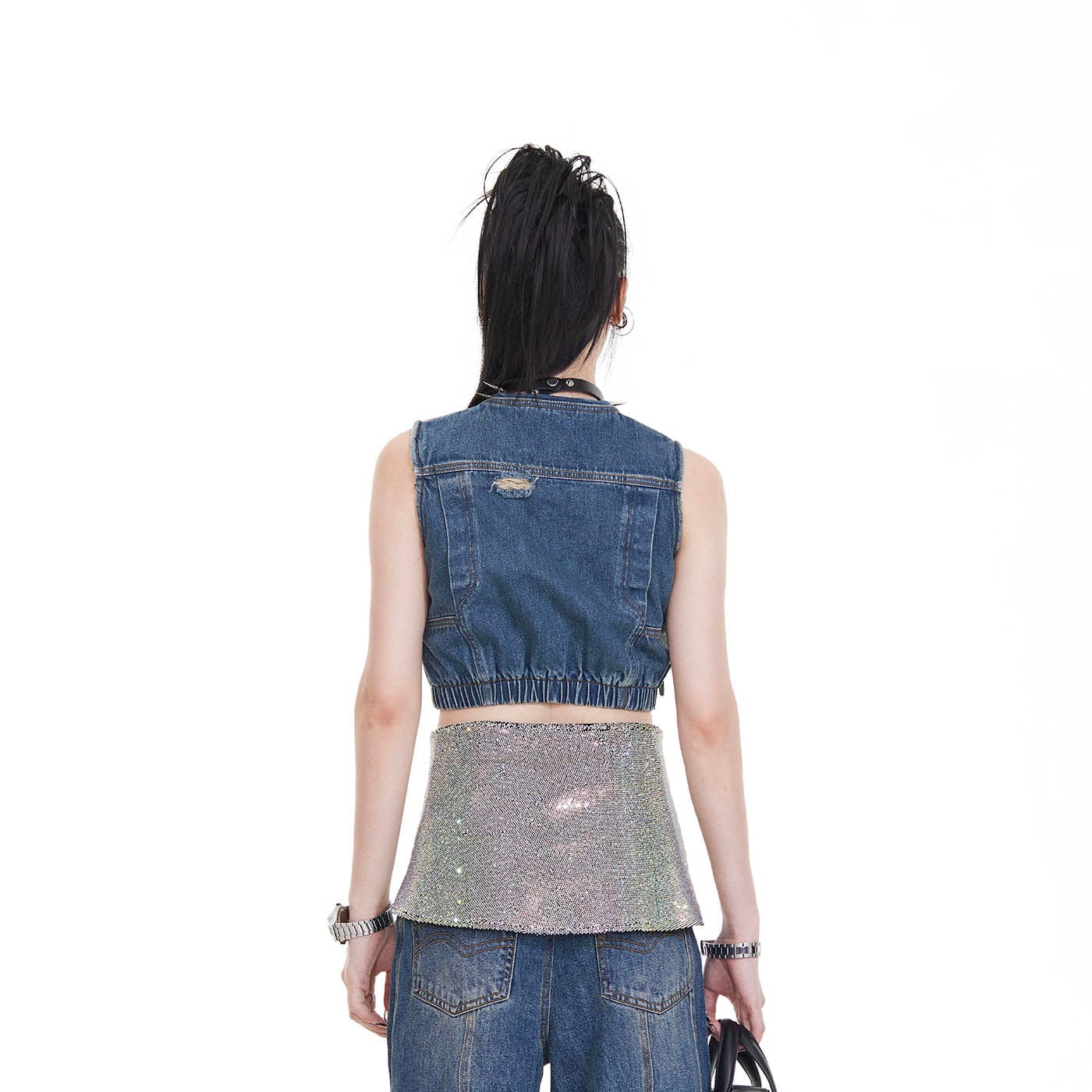 FACEONLAB Deconstructed Ripped Biker's Vest, premium urban and streetwear designers apparel on PROJECTISR.com, FACEONLAB
