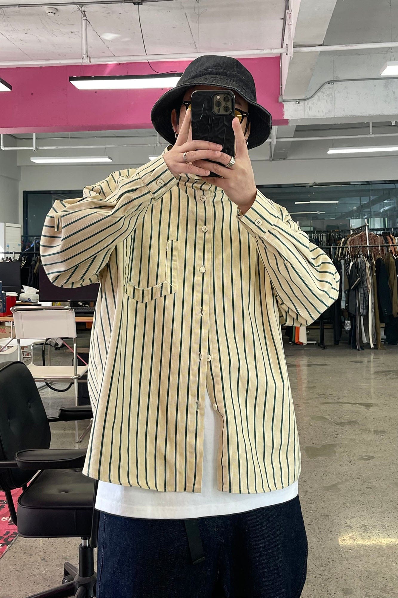 ME DA IGUAL Striped Long-Sleeve Hooded Shirt, premium urban and streetwear designers apparel on PROJECTISR.com, ME DA IGUAL